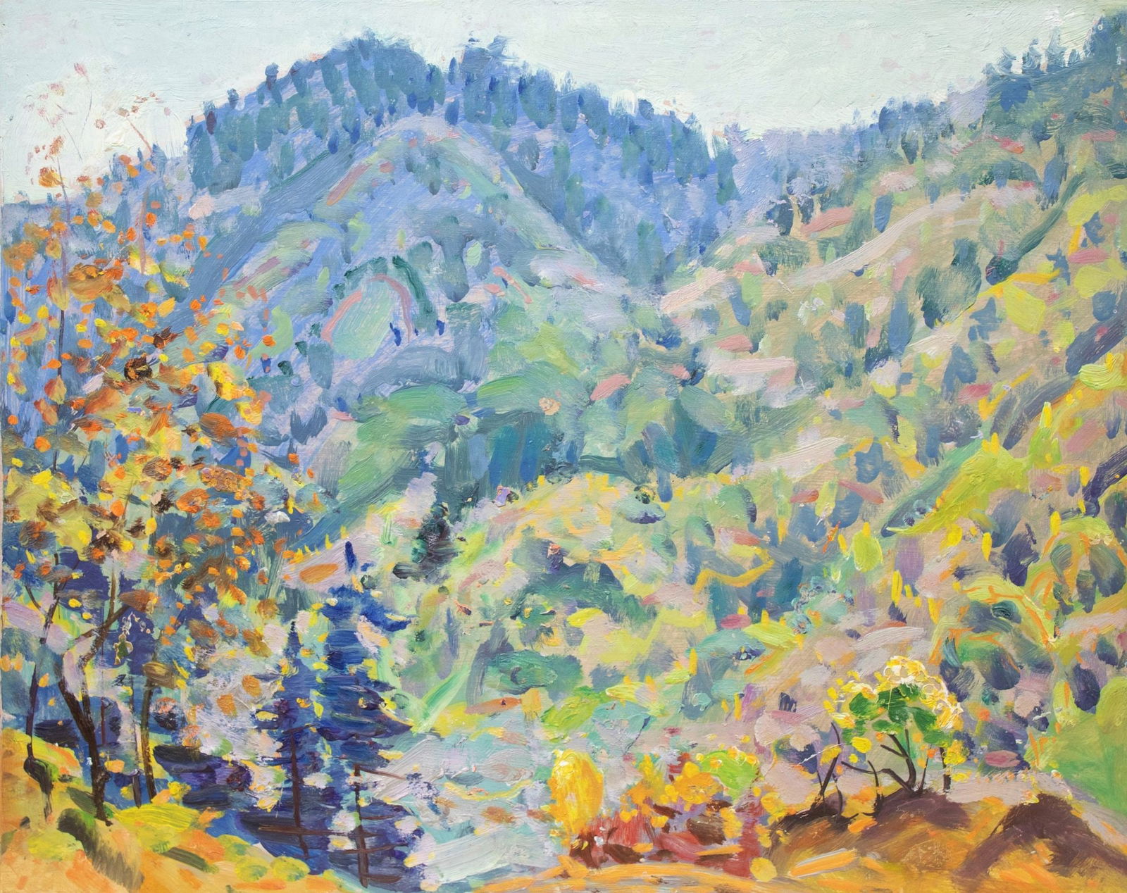 Tyukha Ivan (Ukrainian artist), "Autumn came", oil on cardboard (1 of 3)