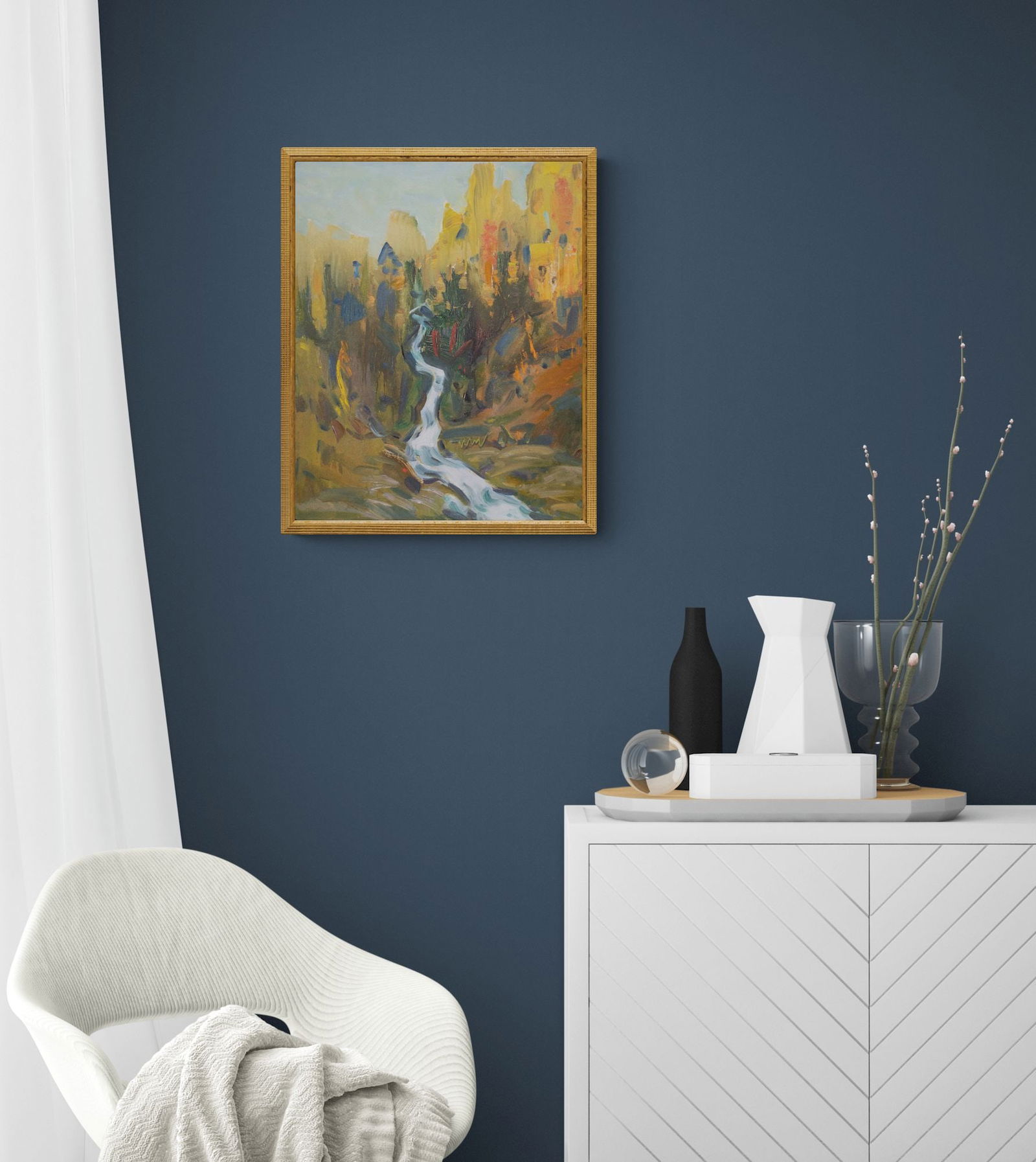 Tyukha Ivan (Ukrainian artist), "Waterfall", oil on cardboard - 3