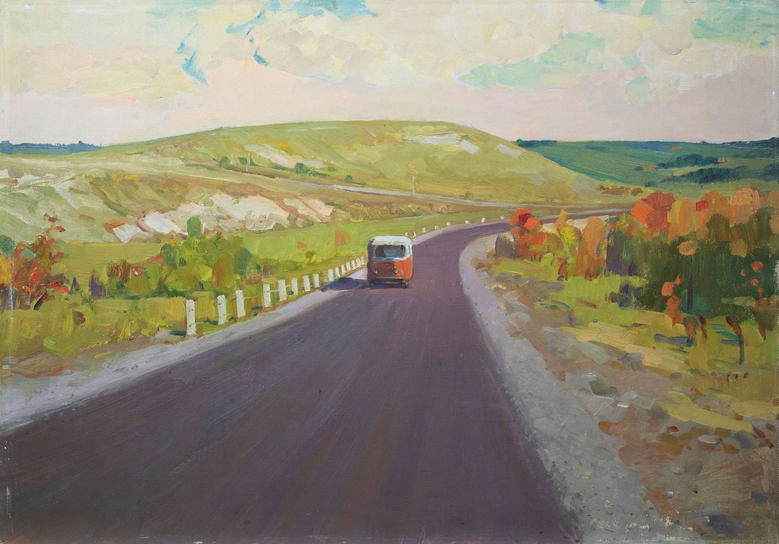 Wolshtein Moses (Ukrainian artist), "The road to Debaltsevo", oil on canvas: Title: Wolshtein Moses (Ukrainian artist), "The road to Debaltsevo", oil on canvas Artist: Wolshtein Moses Lvovich Description: ARTIST: Wolshtein Moses Lvovich, Ukrainian artist TITLE: "The road to De