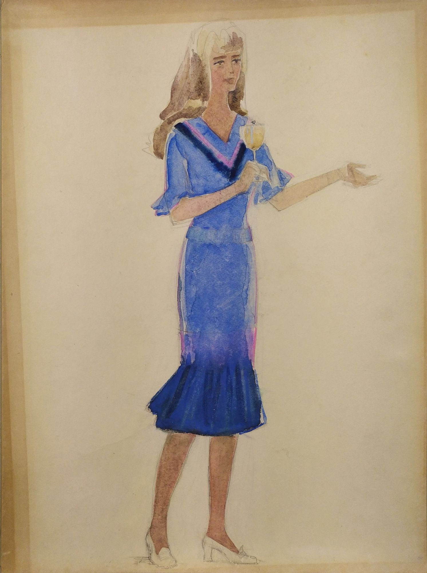 Yablonska Olena (Ukrainian artist), "With champagne", watercolor on cardboard: Title: Yablonska Olena (Ukrainian artist), "With champagne", watercolor on cardboard Artist: Yablonska Olena Nylivna Description: ARTIST: Yablonska Olena Nylivna, Ukrainian artist TITLE: "With