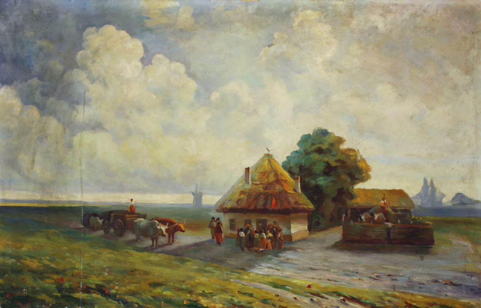 Unidentified (Ukrainian artist), "Tavern in the desert", oil on canvas (1 of 2)