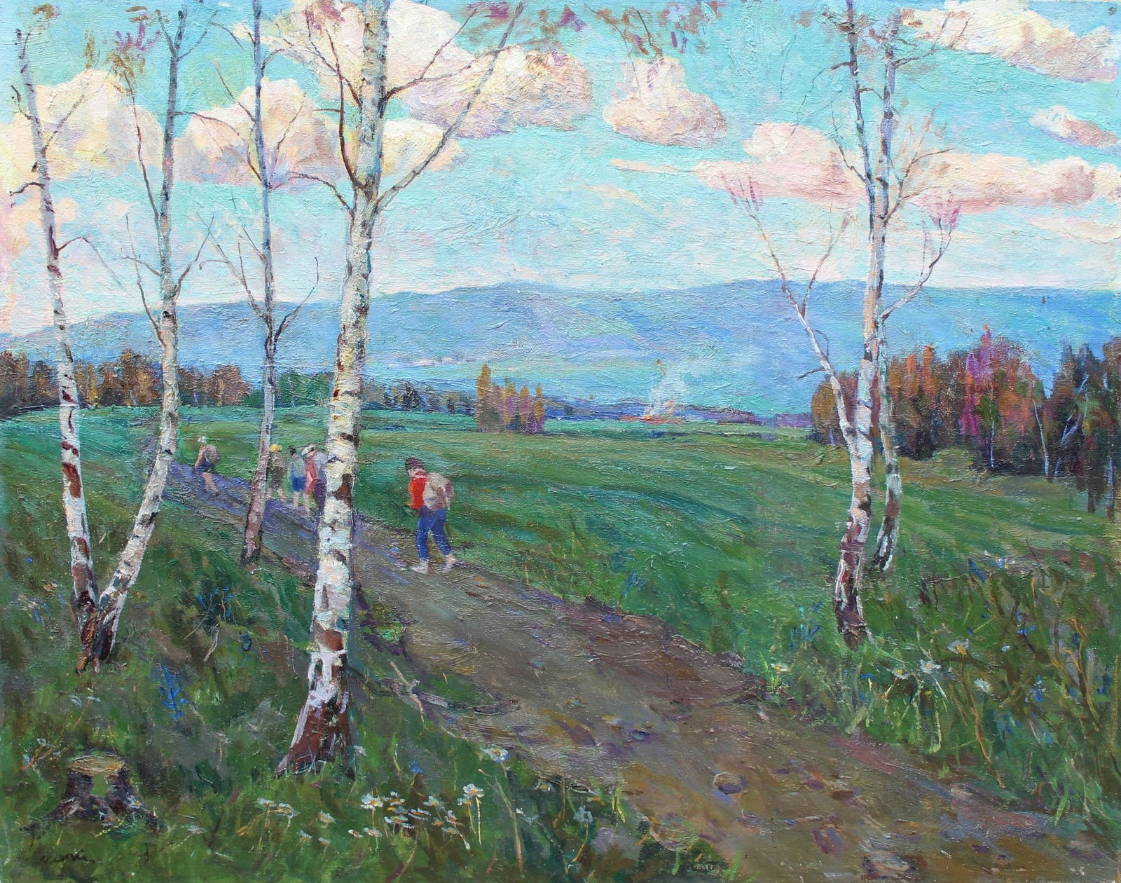 Matushin (Ukrainian artist), "In campaign", oil on canvas: Title: Matushin (Ukrainian artist), "In campaign", oil on canvas Artist: Matushin N.N. Description: ARTIST: Matushin N.N., Ukrainian artist TITLE: "In campaign" SIZE: 59 x 75 cm, (23 1/4 x 29 2/4 in.)