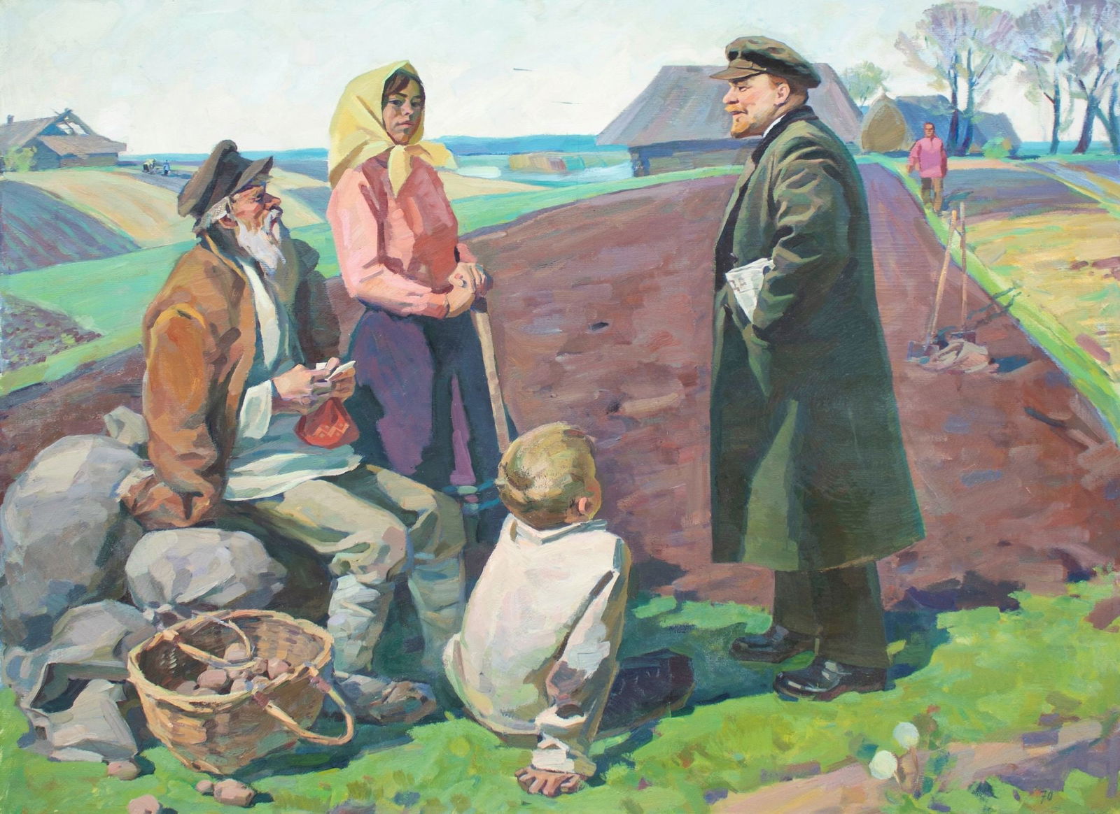Andriychuk Mykhaylo (Ukrainian artist), "Lenin among farmers", oil on canvas: Title: Andriychuk Mykhaylo (Ukrainian artist), "Lenin among farmers", oil on canvas Artist: Andriychuk Mykhaylo Omelyanovich Description: ARTIST: Andriychuk Mykhaylo Omelyanovich, Ukrainian artist
