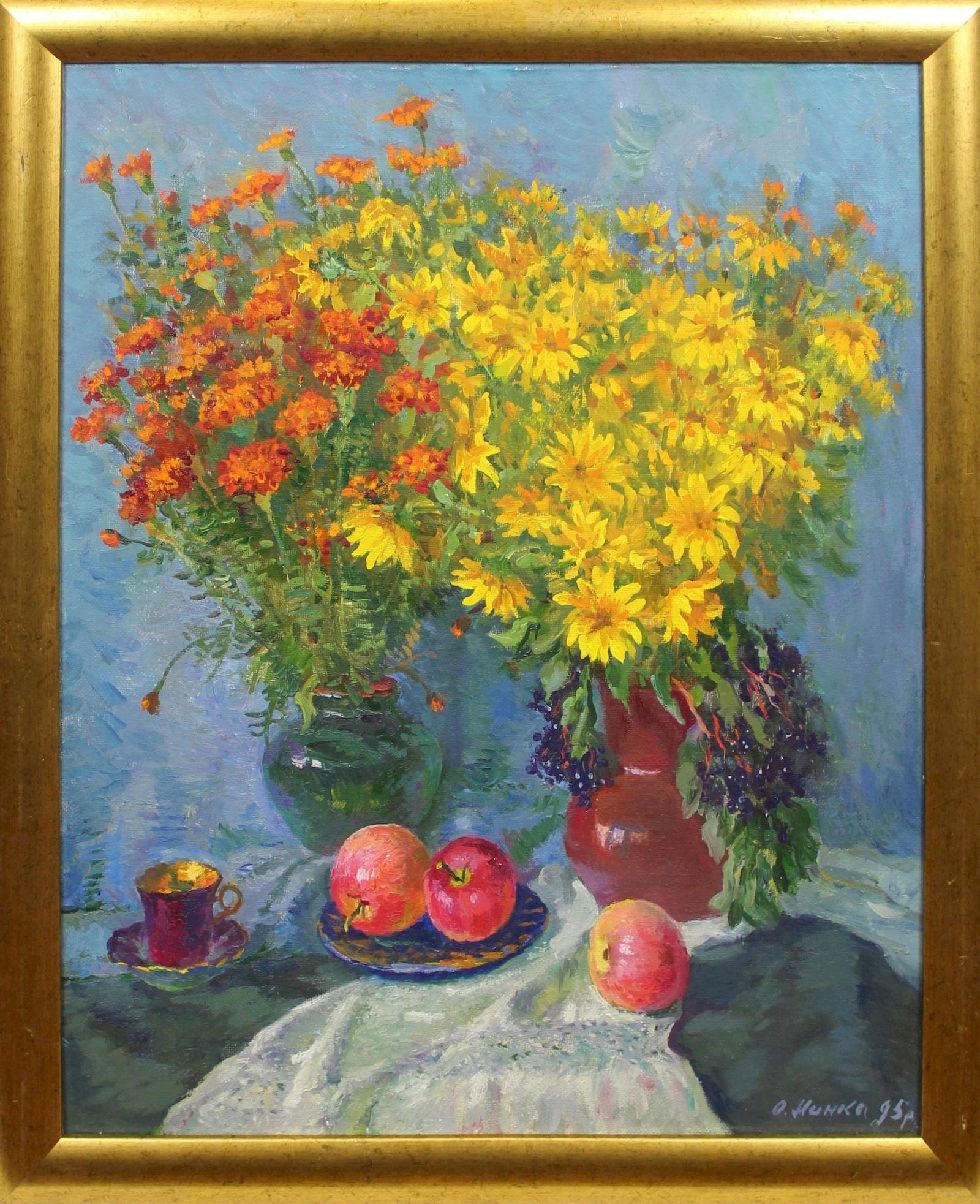 Mynka Olexandr (Ukrainian artist), "Summer still life", oil on canvas: Title: Mynka Olexandr (Ukrainian artist), "Summer still life", oil on canvas Artist: Mynka Olexandr Fedorovich Description: ARTIST: Mynka Olexandr Fedorovich, Ukrainian artist TITLE: "Summer still lif