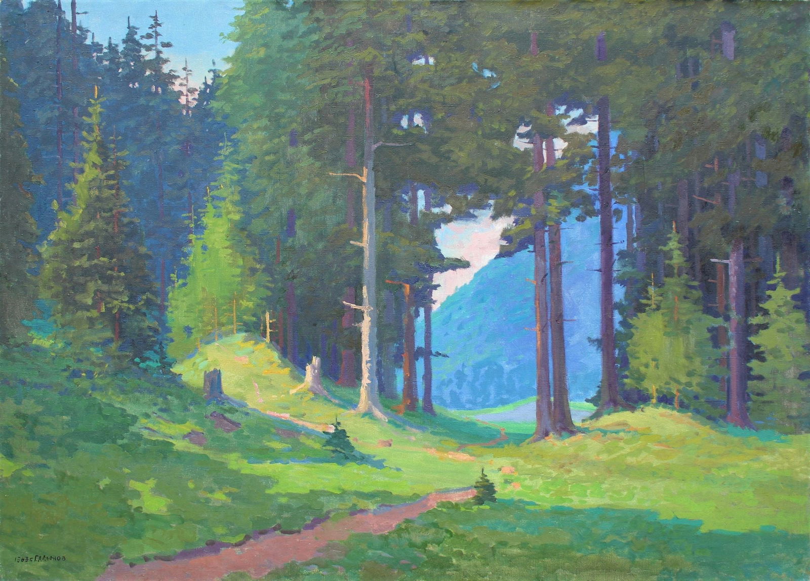 Leonov Gennady (Ukrainian artist), "Noon in the carpathians", oil on canvas: Title: Leonov Gennady (Ukrainian artist), "Noon in the carpathians", oil on canvas Artist: Leonov Gennady Artemovich Description: ARTIST: Leonov Gennady Artemovich, Ukrainian artist TITLE: "Noon in th
