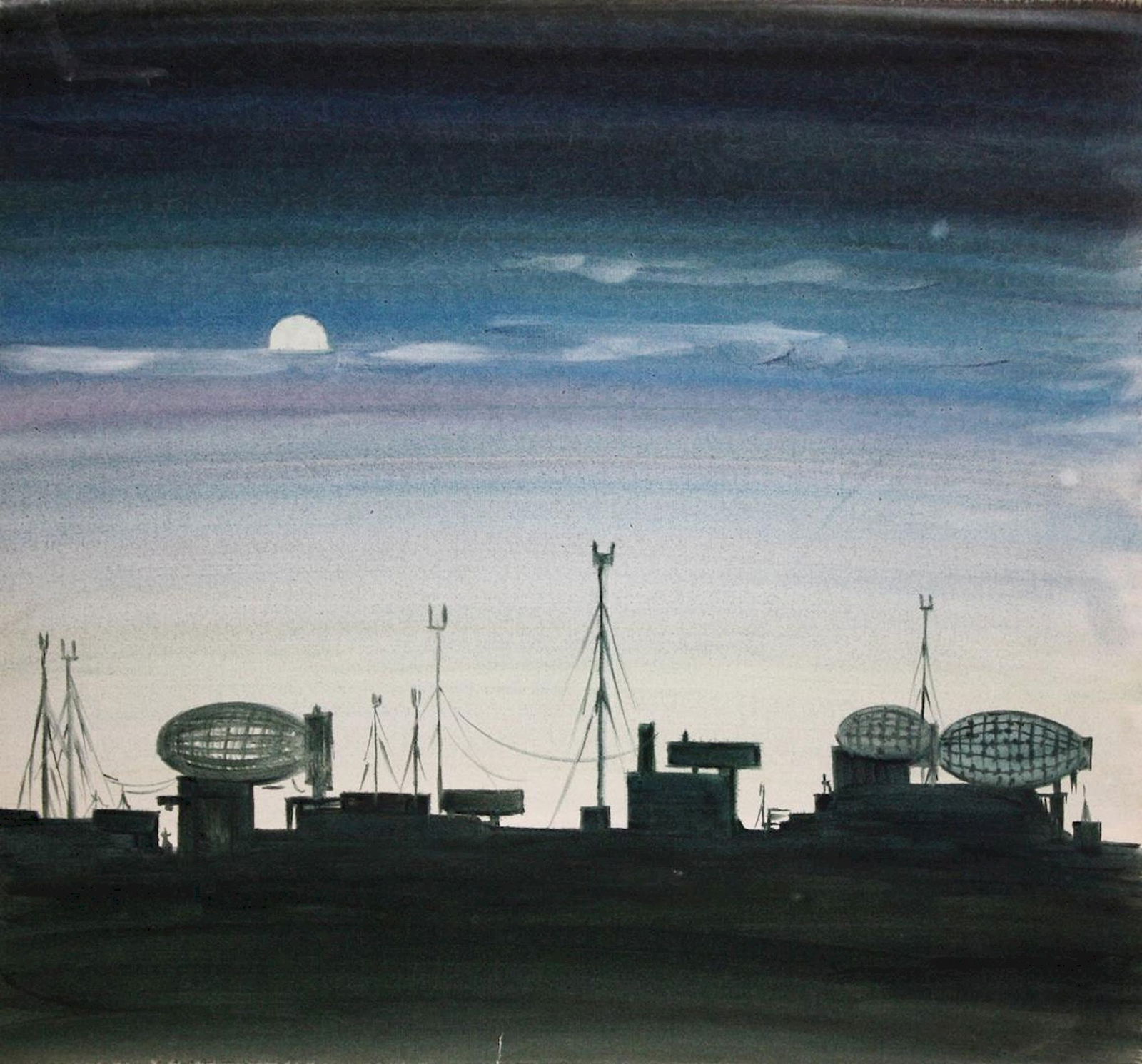 Kirilkov Valentin (Ukrainian artist), "Radar equipment", watercolor on paper: Title: Kirilkov Valentin (Ukrainian artist), "Radar equipment", watercolor on paper Artist: Kirilkov Valentin Feodosievich Description: ARTIST: Kirilkov Valentin Feodosievich, Ukrainian artist TITLE: