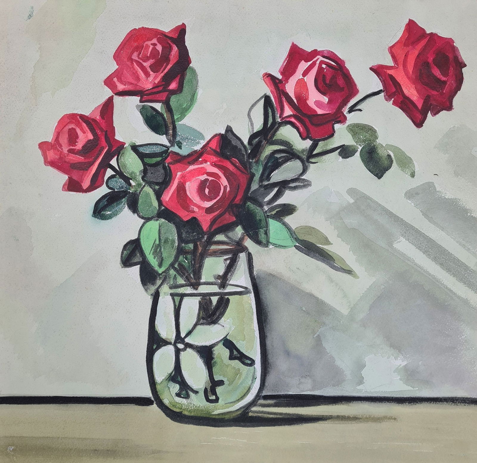 Khorenko Volodymir (Ukrainian artist), "Roses", watercolor on paper: Title: Khorenko Volodymir (Ukrainian artist), "Roses", watercolor on paper Artist: Khorenko Volodymir Fedorovich Description: ARTIST: Khorenko Volodymir Fedorovich, Ukrainian artist TITLE: "Roses" SIZ