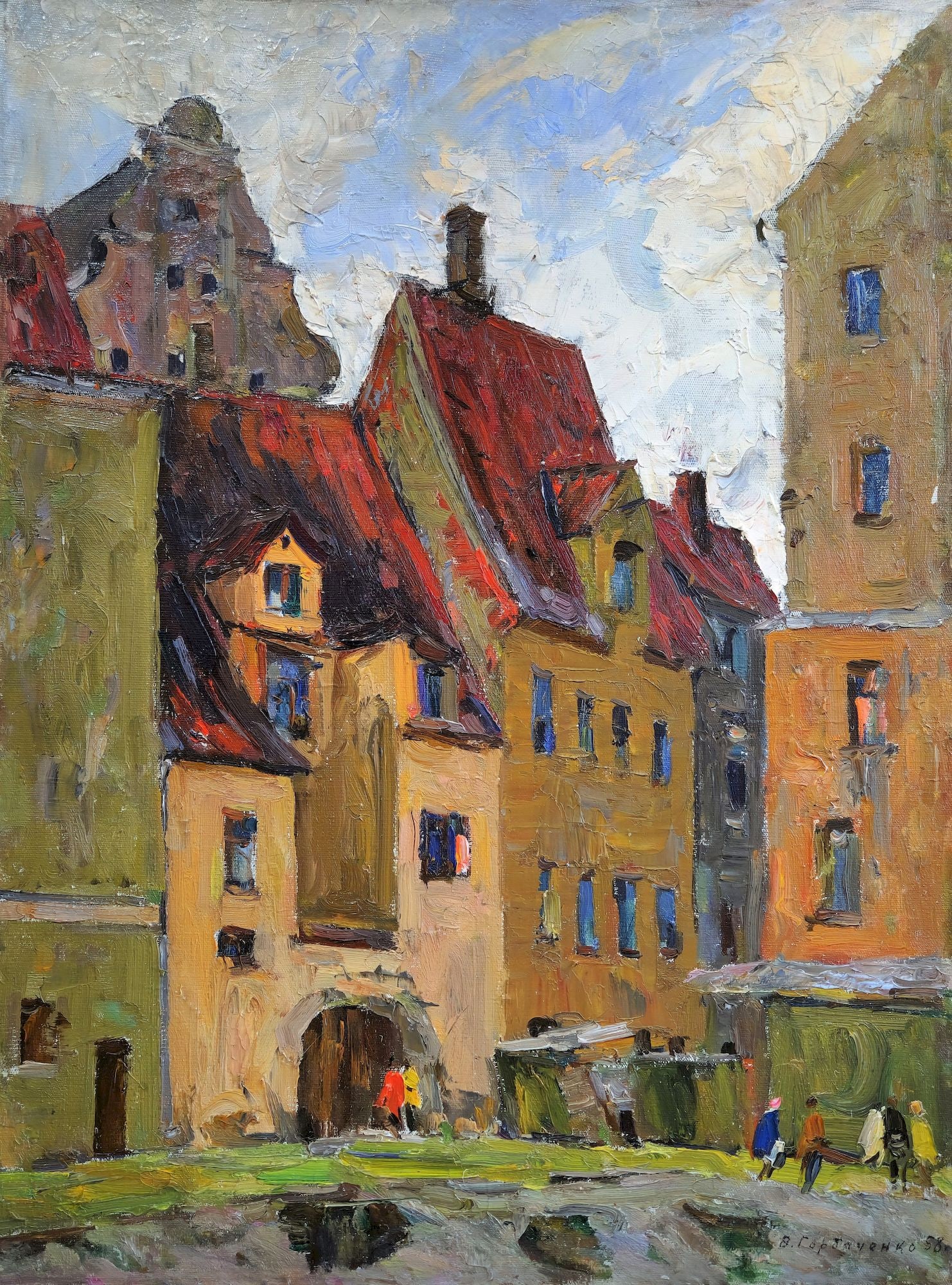 Gorbachenko Volodymyr (Ukrainian artist), "Noon. Old street", oil on canvas: Title: Gorbachenko Volodymyr (Ukrainian artist), "Noon. Old street", oil on canvas Artist: Gorbachenko Volodymyr Semenovich Description: ARTIST: Gorbachenko Volodymyr Semenovich, Ukrainian artist TITL