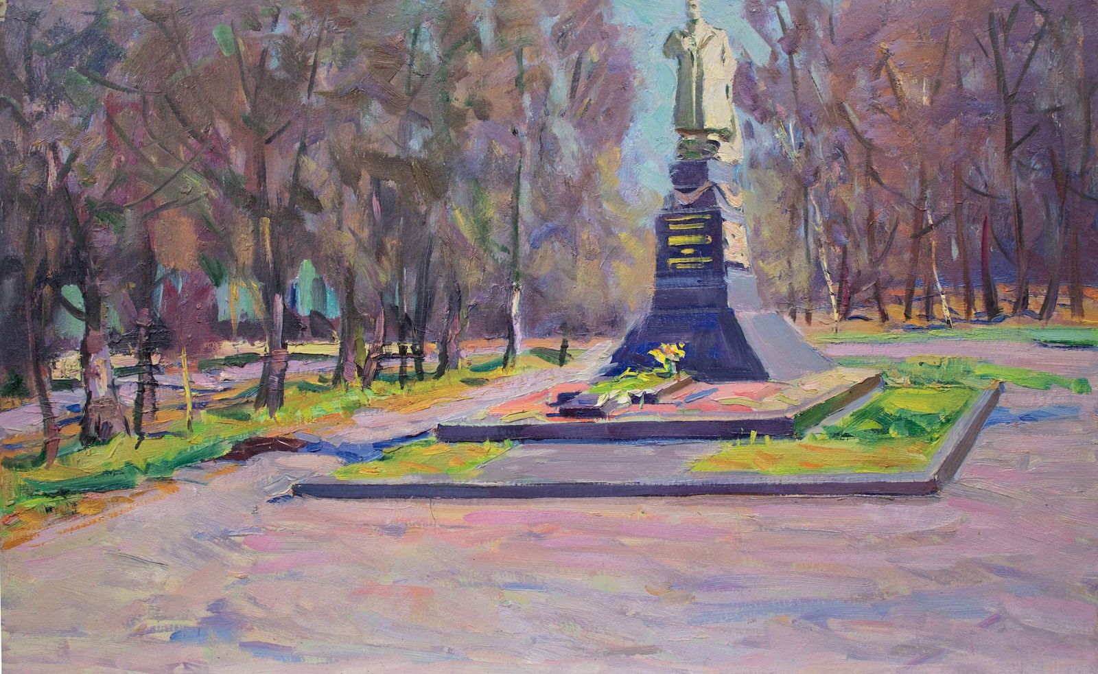 Tyukha Ivan (Ukrainian artist), "Monument to the liberator", oil on cardboard: Title: Tyukha Ivan (Ukrainian artist), "Monument to the liberator", oil on cardboard Artist: Tyukha Ivan Andriyovich Description: ARTIST: Tyukha Ivan Andriyovich, Ukrainian artist TITLE: "Monument to