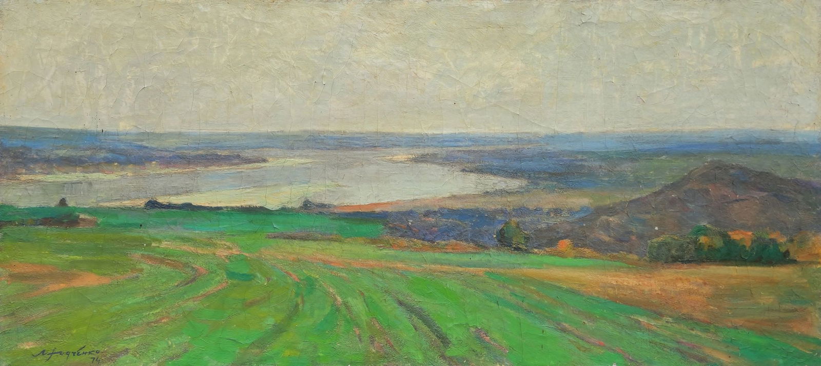 Khodchenko Lev (Ukrainian artist), "Meadows", oil on canvas: Title: Khodchenko Lev (Ukrainian artist), "Meadows", oil on canvas Artist: Khodchenko Lev Pavlovich Description: ARTIST: Khodchenko Lev Pavlovich, Ukrainian artist TITLE: "Meadows" SIZE: 62 x 135 cm,