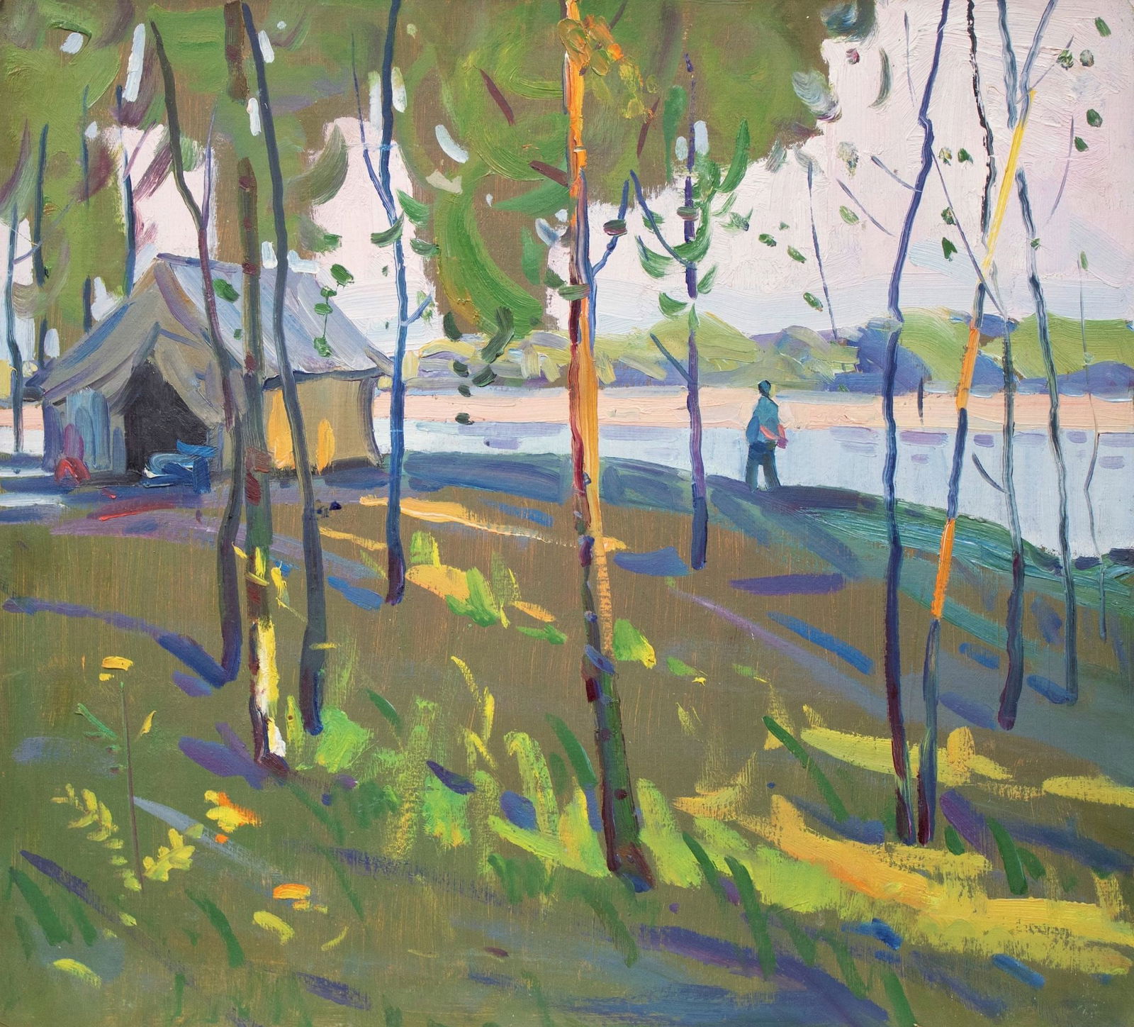 Tyukha Ivan (Ukrainian artist), "Summer rest", oil on cardboard: Title: Tyukha Ivan (Ukrainian artist), "Summer rest", oil on cardboard Artist: Tyukha Ivan Andriyovich Description: ARTIST: Tyukha Ivan Andriyovich, Ukrainian artist TITLE: "Summer rest" SIZE: 45 x 50