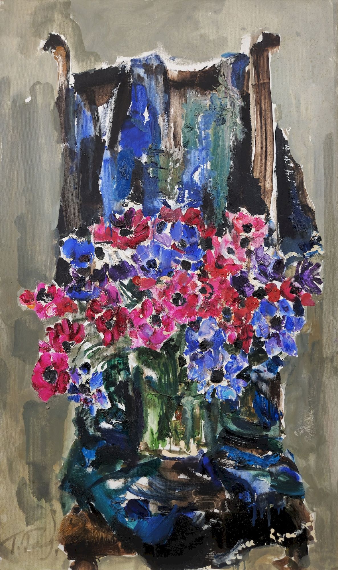 Golembievska Tetyana (Ukrainian artist), "Still life with flowers on a chair", oil on canvas: Title: Golembievska Tetyana (Ukrainian artist), "Still life with flowers on a chair", oil on canvas Artist: Golembievska Tetyana Mykolaivna Description: ARTIST: Golembievska Tetyana Mykolaivna, Ukrain