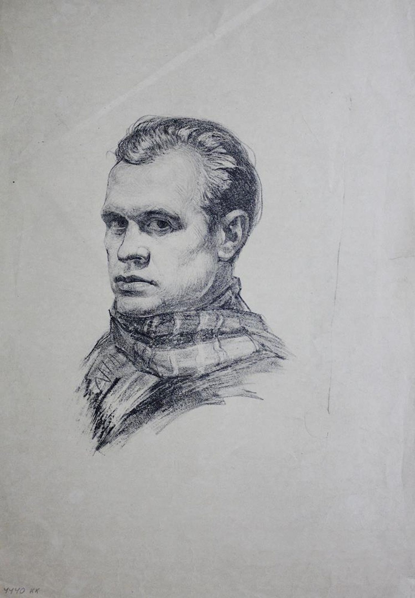 Mynka Olexandr (Ukrainian artist), "Self-portrait", engraving on paper (1 of 2)