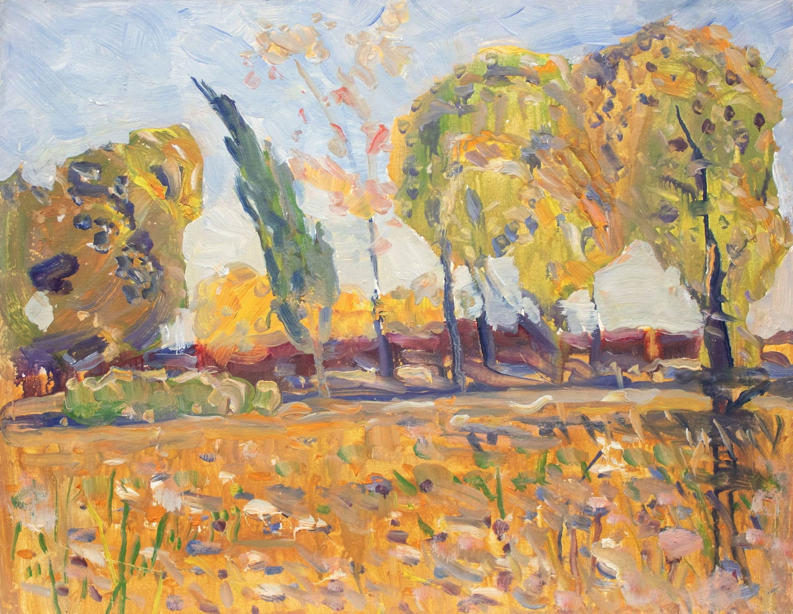 Tyukha Ivan (Ukrainian artist), "Windy day", oil on cardboard (1 of 3)