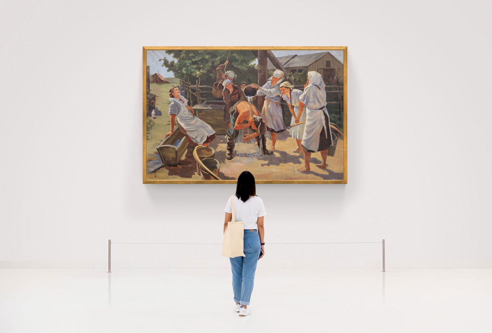 Unidentified (Ukrainian artist), "On the farm at the well", oil on canvas - 3