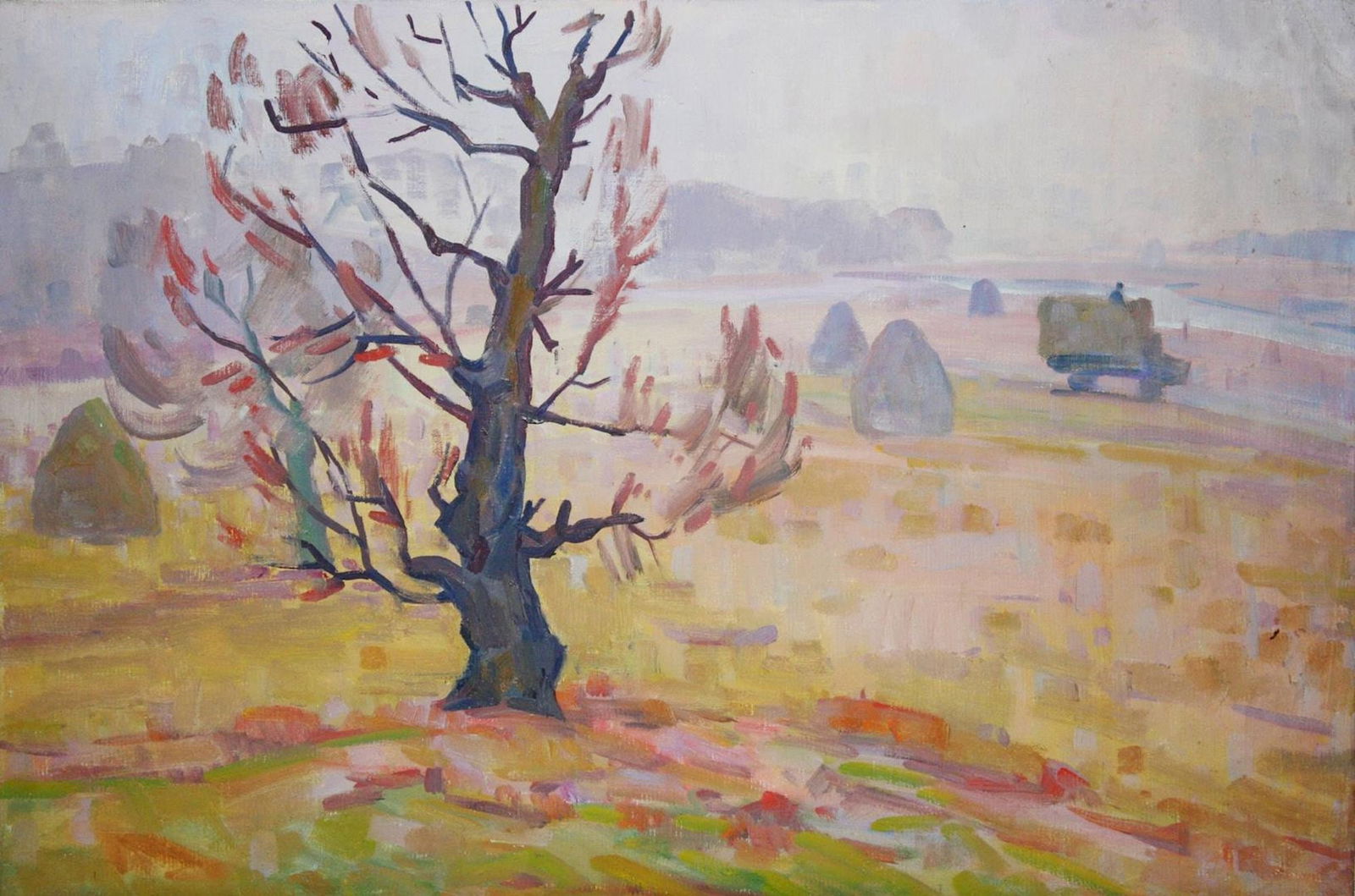 Tyukha Ivan (Ukrainian artist), "Hay in the fog", oil on canvas (1 of 1)