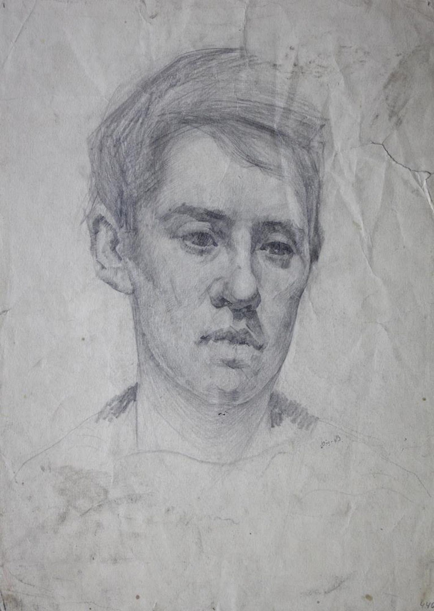 Mynka Olexandr (Ukrainian artist), "Etude. Boy head", pencil on paper (1 of 2)