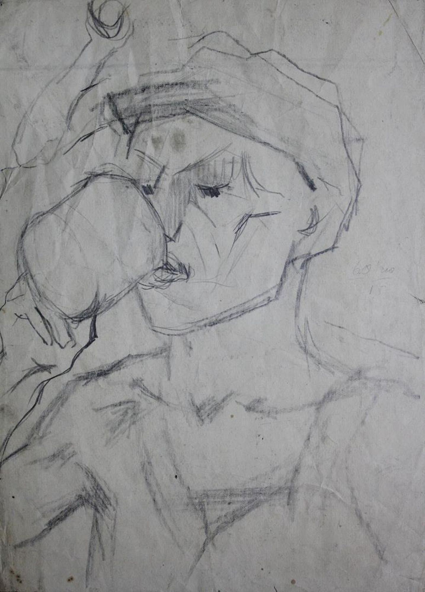 Mynka Olexandr (Ukrainian artist), "Etude. Boy head", pencil on paper - 2