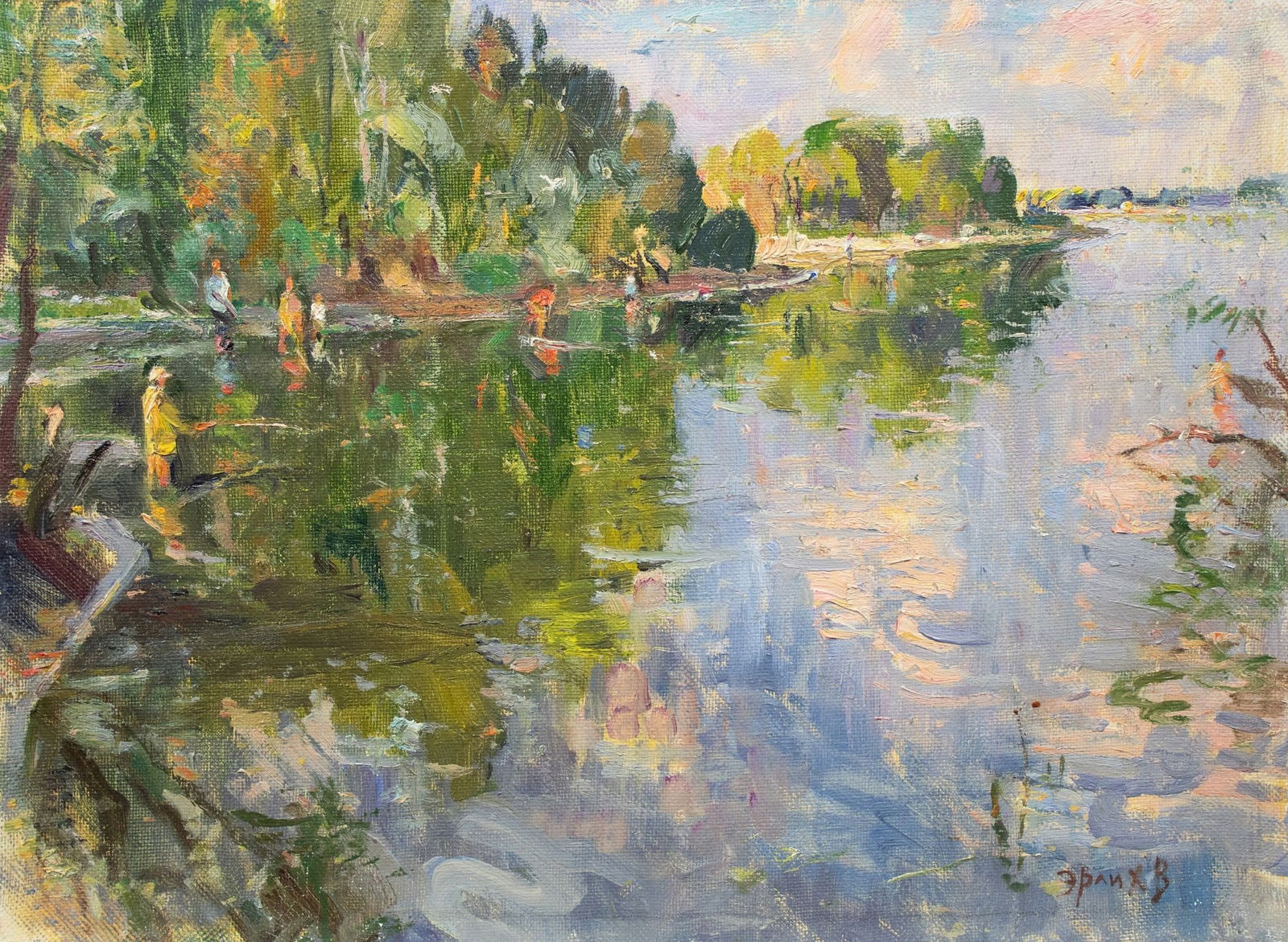 Tyukha Ivan (Ukrainian artist), "River", oil on cardboard (1 of 4)