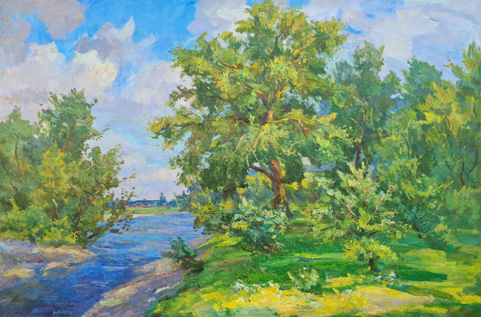 Kogan-Shatz Matviy (Ukrainian artist), "Bank of the river", oil on canvas: Title: Kogan-Shatz Matviy (Ukrainian artist), "Bank of the river", oil on canvas Artist: Kogan-Shatz Matviy Borisovich Description: ARTIST: Kogan-Shatz Matviy Borisovich, Ukrainian artist TITLE: "Bank