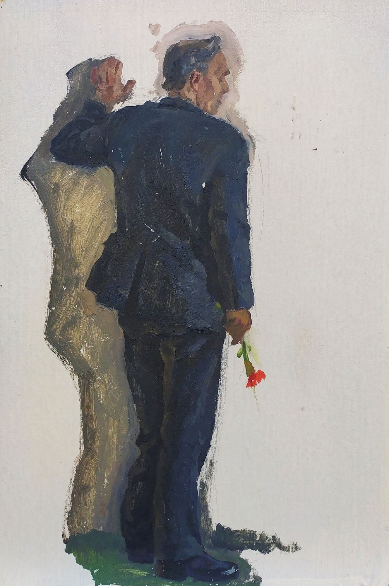 Mynka Olexandr (Ukrainian artist), "Portrait of a veteran", oil on cardboard (1 of 3)