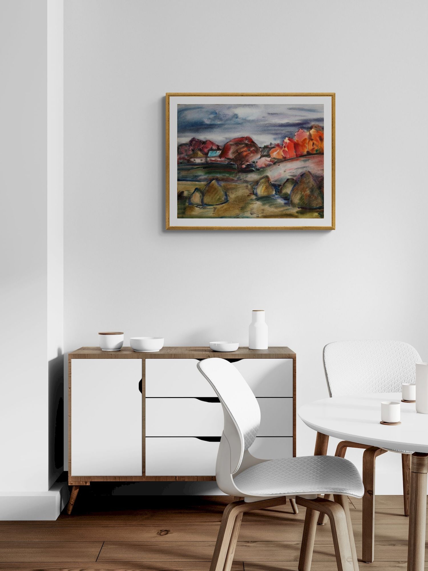 Kirilkov Valentin (Ukrainian artist), "Haystacks behind the village", watercolor on paper - 2