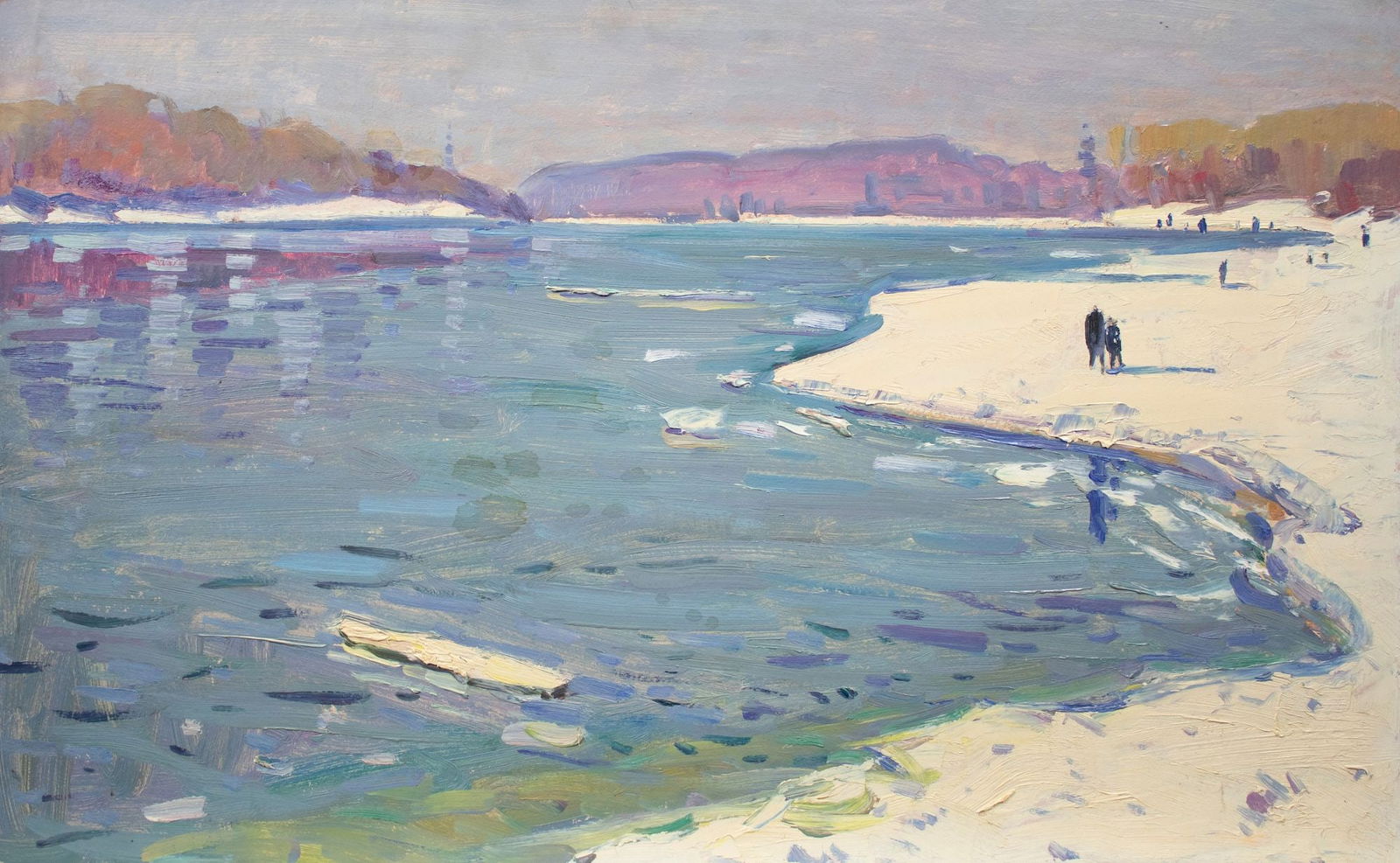 Tyukha Ivan (Ukrainian artist), "Stroll", oil on cardboard: Title: Tyukha Ivan (Ukrainian artist), "Stroll", oil on cardboard Artist: Tyukha Ivan Andriyovich Description: ARTIST: Tyukha Ivan Andriyovich, Ukrainian artist TITLE: "Stroll" SIZE: 50 x 80 cm, (19 3