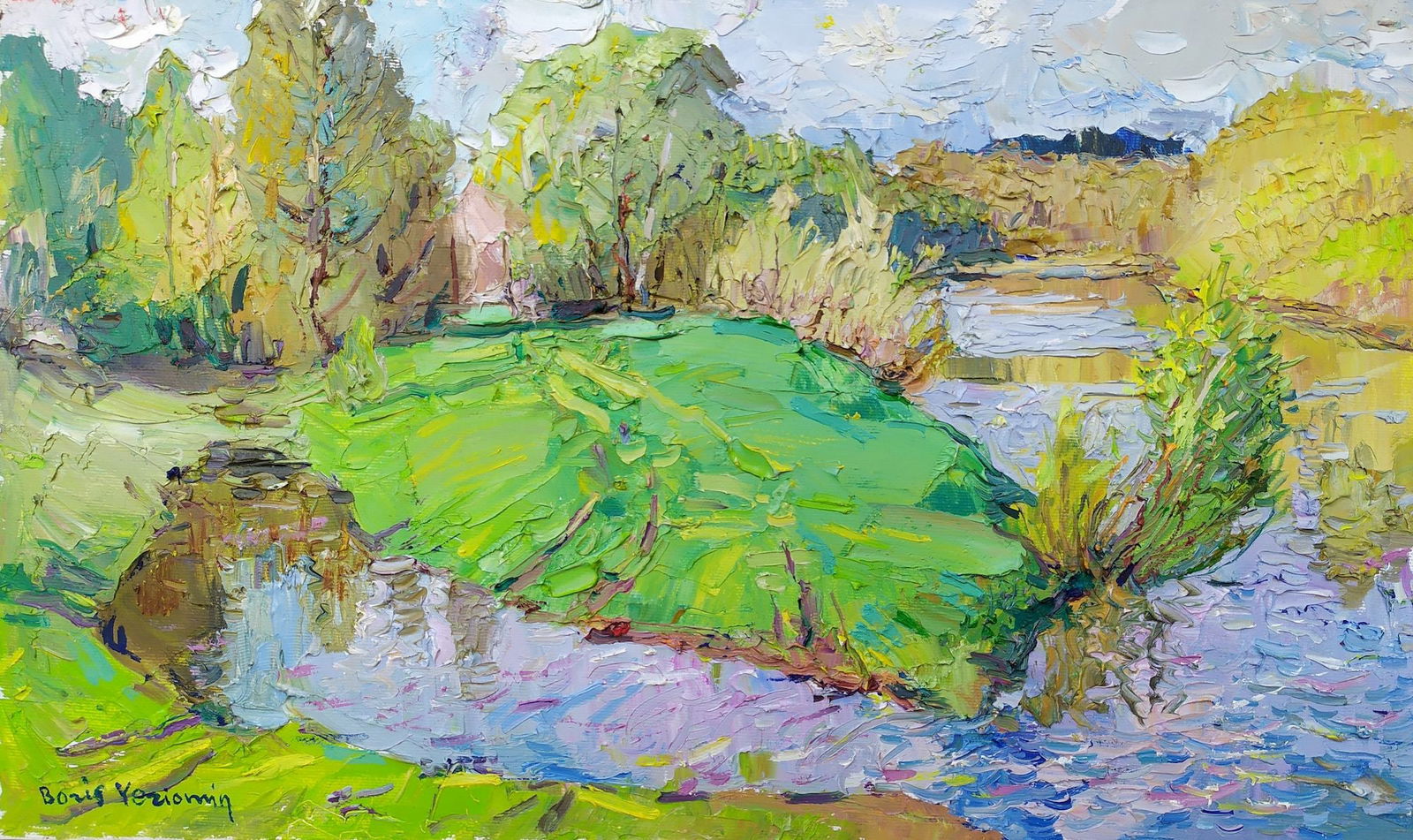Yeremin Boris (Ukrainian artist), "Summer Creek", oil on canvas: Title: Yeremin Boris (Ukrainian artist), "Summer Creek", oil on canvas Artist: Yeremin Boris Oleksandrovich Description: ARTIST: Yeremin Boris Oleksandrovich, Ukrainian artist TITLE: "Summer Creek" SI