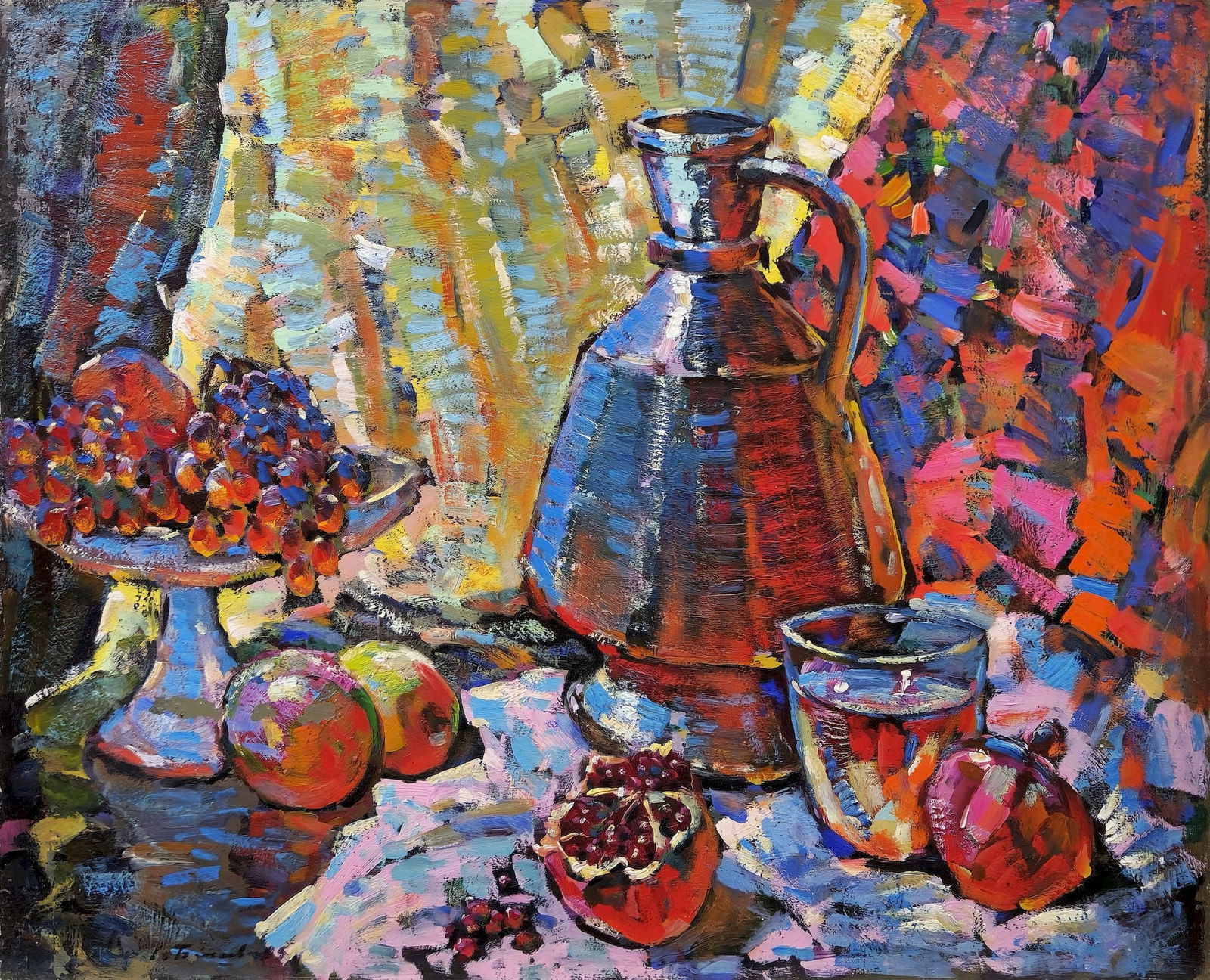 Bakaev Sergiy (Ukrainian artist), "Still life with wine", oil on paper: Title: Bakaev Sergiy (Ukrainian artist), "Still life with wine", oil on paper Artist: Bakaev Sergiy Ivanovych Description: ARTIST: Bakaev Sergiy Ivanovych, Ukrainian artist TITLE: "Still life with win