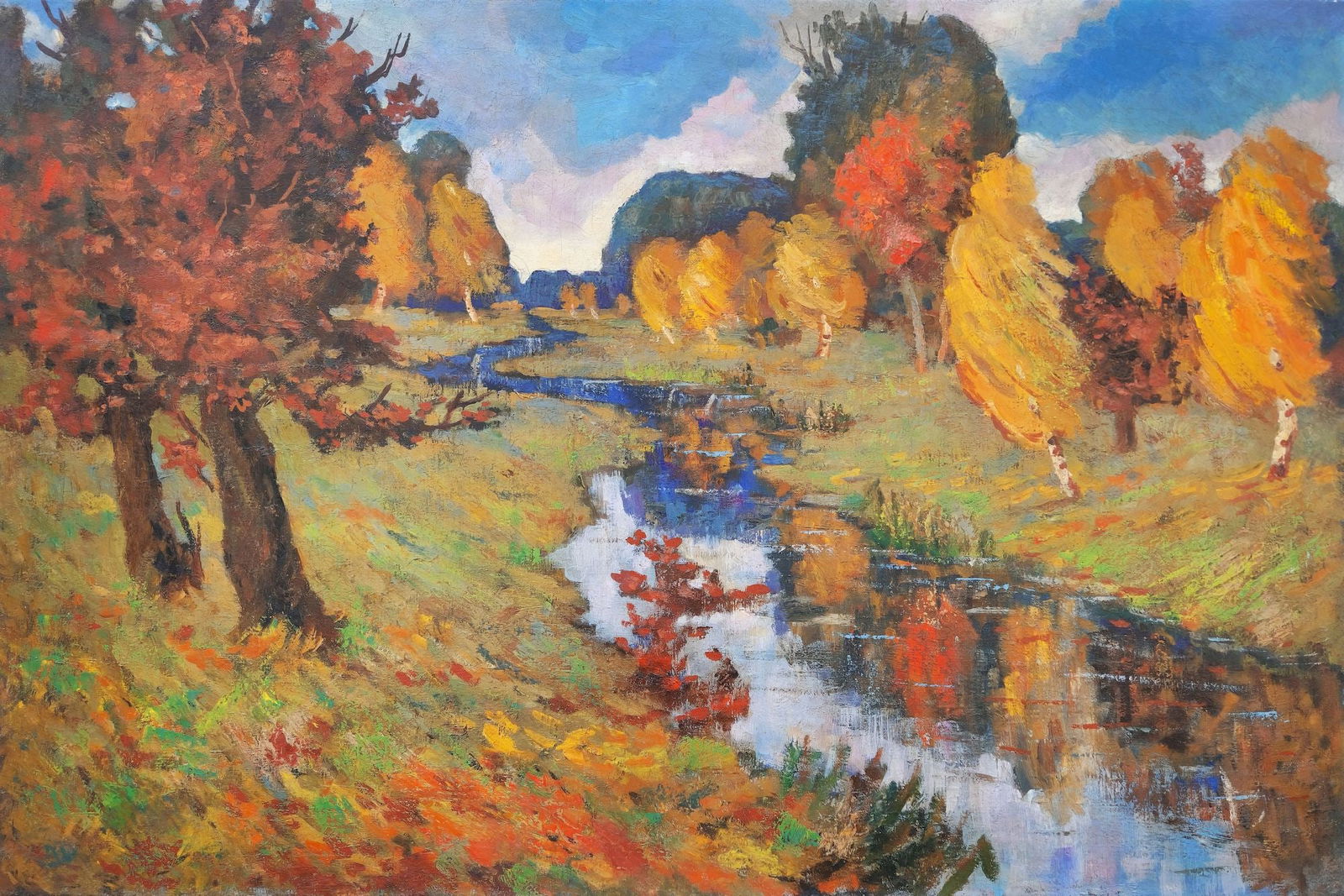 Unidentified (Ukrainian artist), "On the river", oil on canvas (1 of 3)