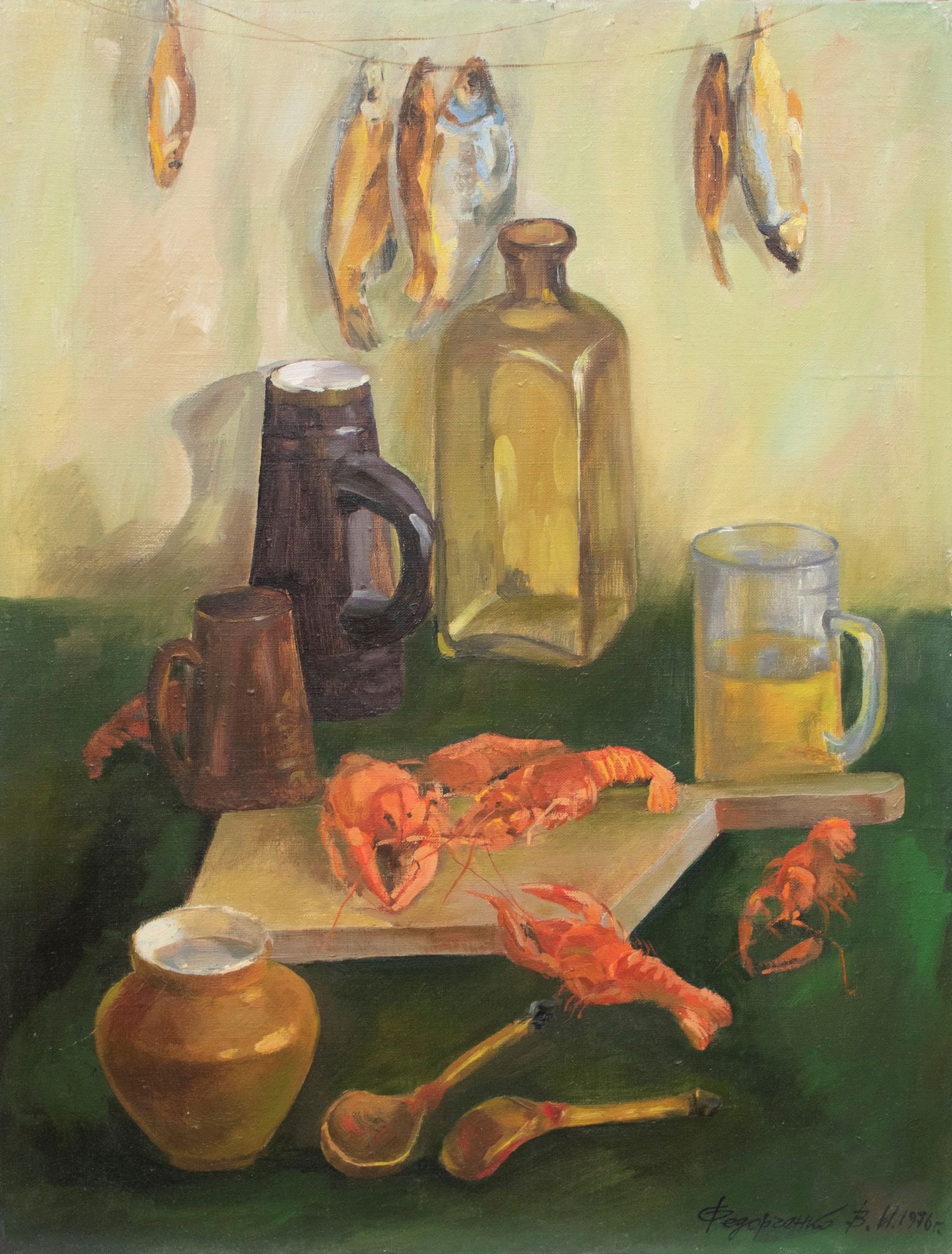Fedorchenko Volodymyr (Ukrainian artist), "Still life with crayfish", oil on canvas: Title: Fedorchenko Volodymyr (Ukrainian artist), "Still life with crayfish", oil on canvas Artist: Fedorchenko Volodymyr Ivanovich Description: ARTIST: Fedorchenko Volodymyr Ivanovich, Ukrainian artis