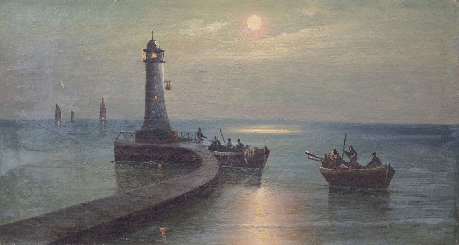 Unidentified (Ukrainian artist), "Lighthouse", oil on canvas (1 of 3)