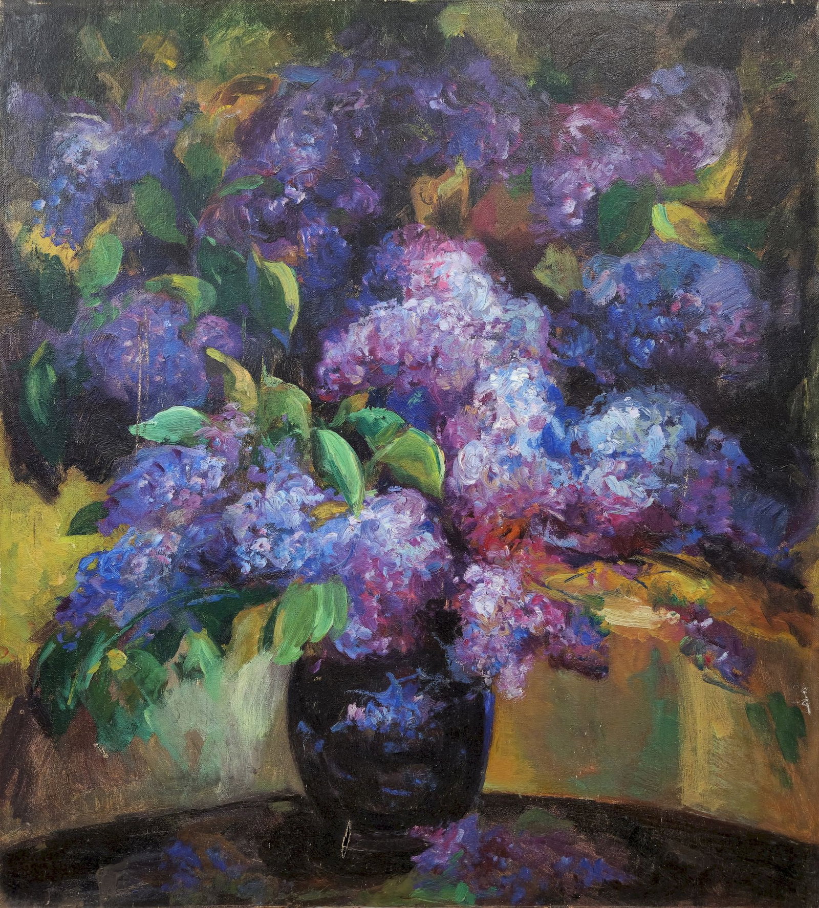 Unidentified (Ukrainian artist), "Lilac", oil on canvas: Title: Unidentified (Ukrainian artist), "Lilac", oil on canvas Artist: Unidentified Artist Description: ARTIST: Unidentified Artist TITLE: "Lilac" SIZE: 109 x 100 cm, (43 x 39 1/4 in.) MEDIUM: oil on