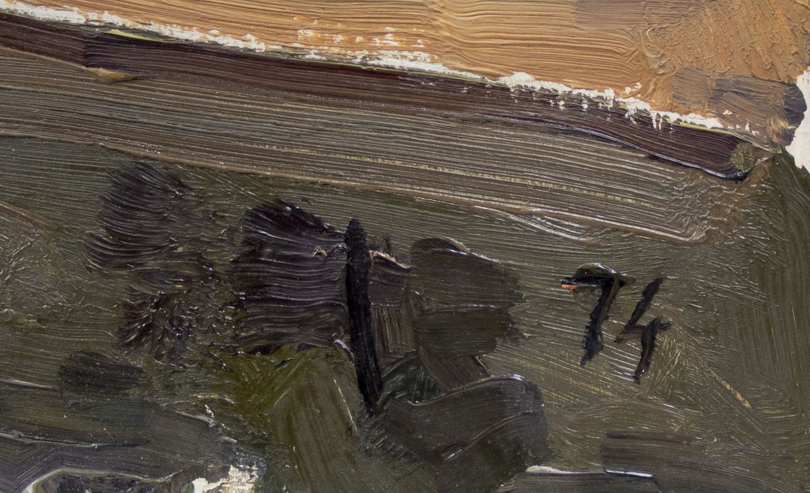 Unidentified (Ukrainian artist), "On the other bank of the river", oil on cardboard - 3