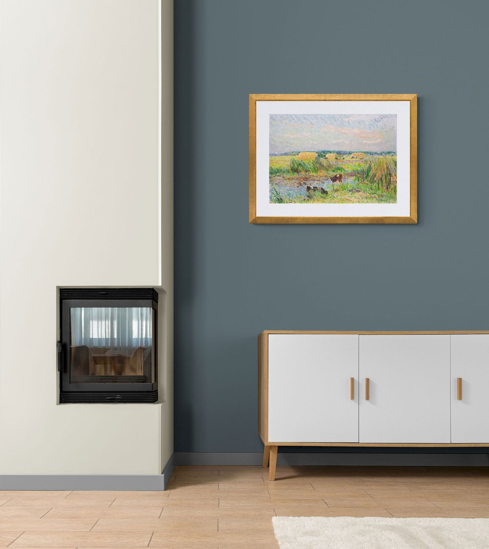 Sevastyanov Victor (Ukrainian artist), "Cows on the riverbank", oil on canvas on cardboard - 3