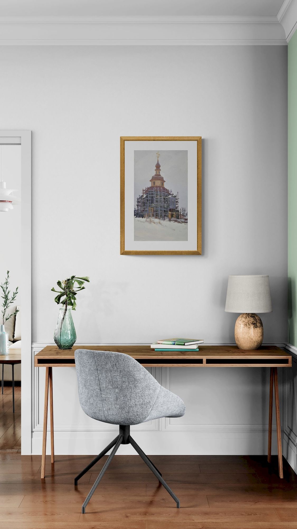 Unidentified (Ukrainian artist), "Church restoration", oil on canvas - 3