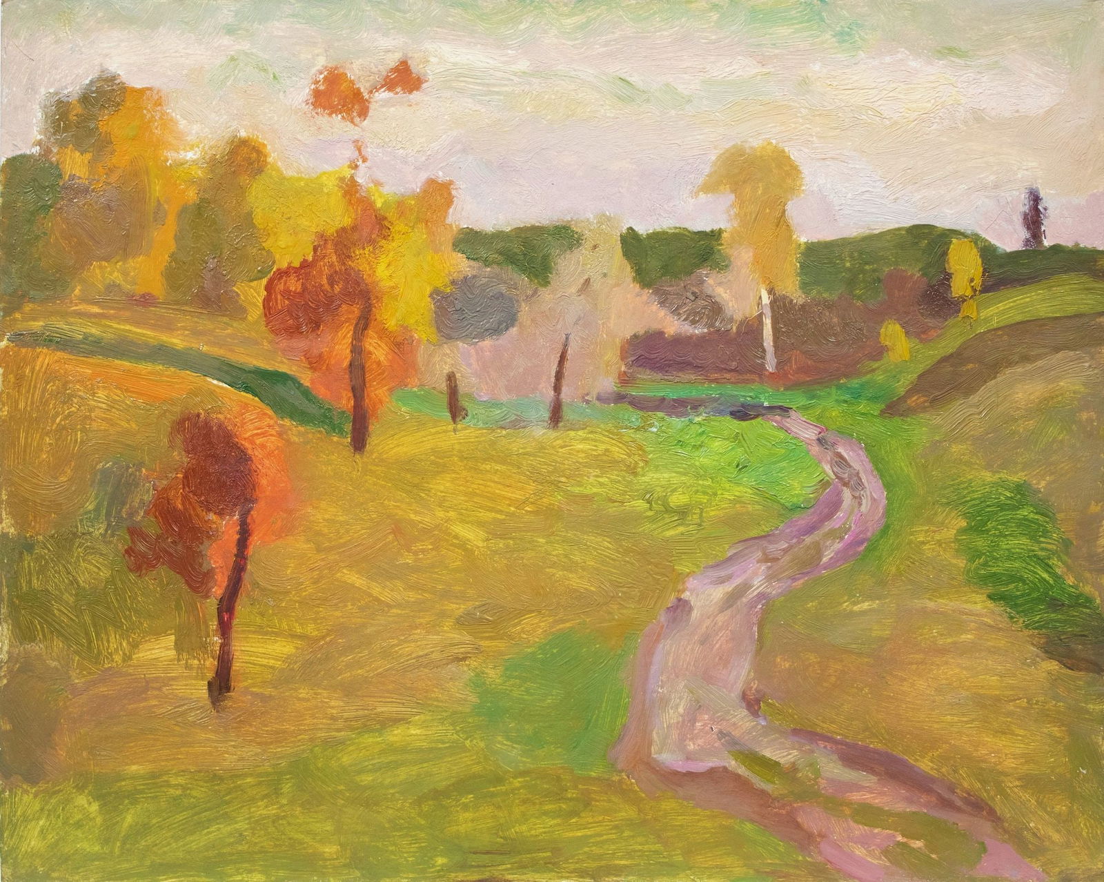 Mynka Olexandr (Ukrainian artist), "Sketch. Autumn landscape", oil on cardboard (1 of 3)