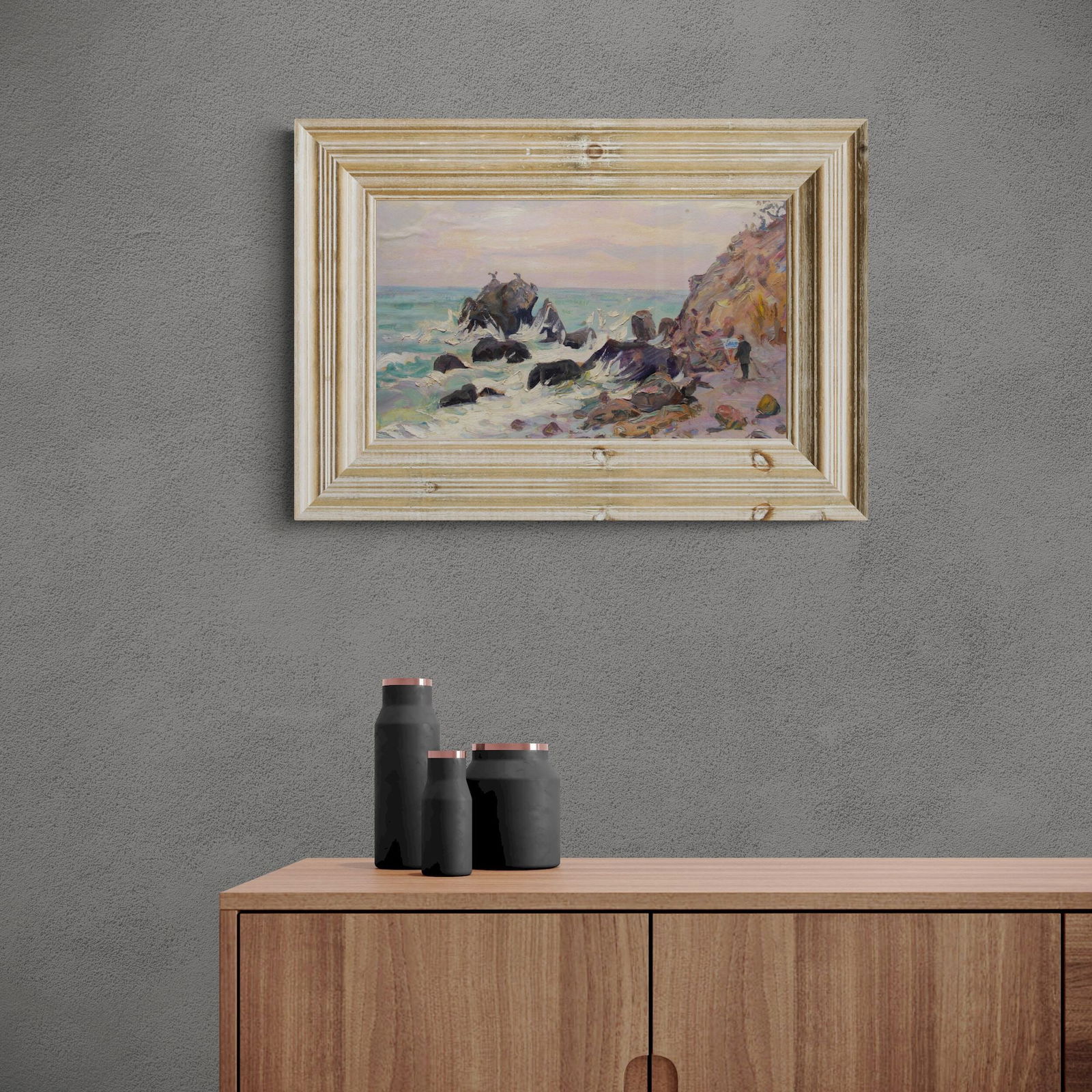 Tyukha Ivan (Ukrainian artist), "On the beach", oil on cardboard - 3