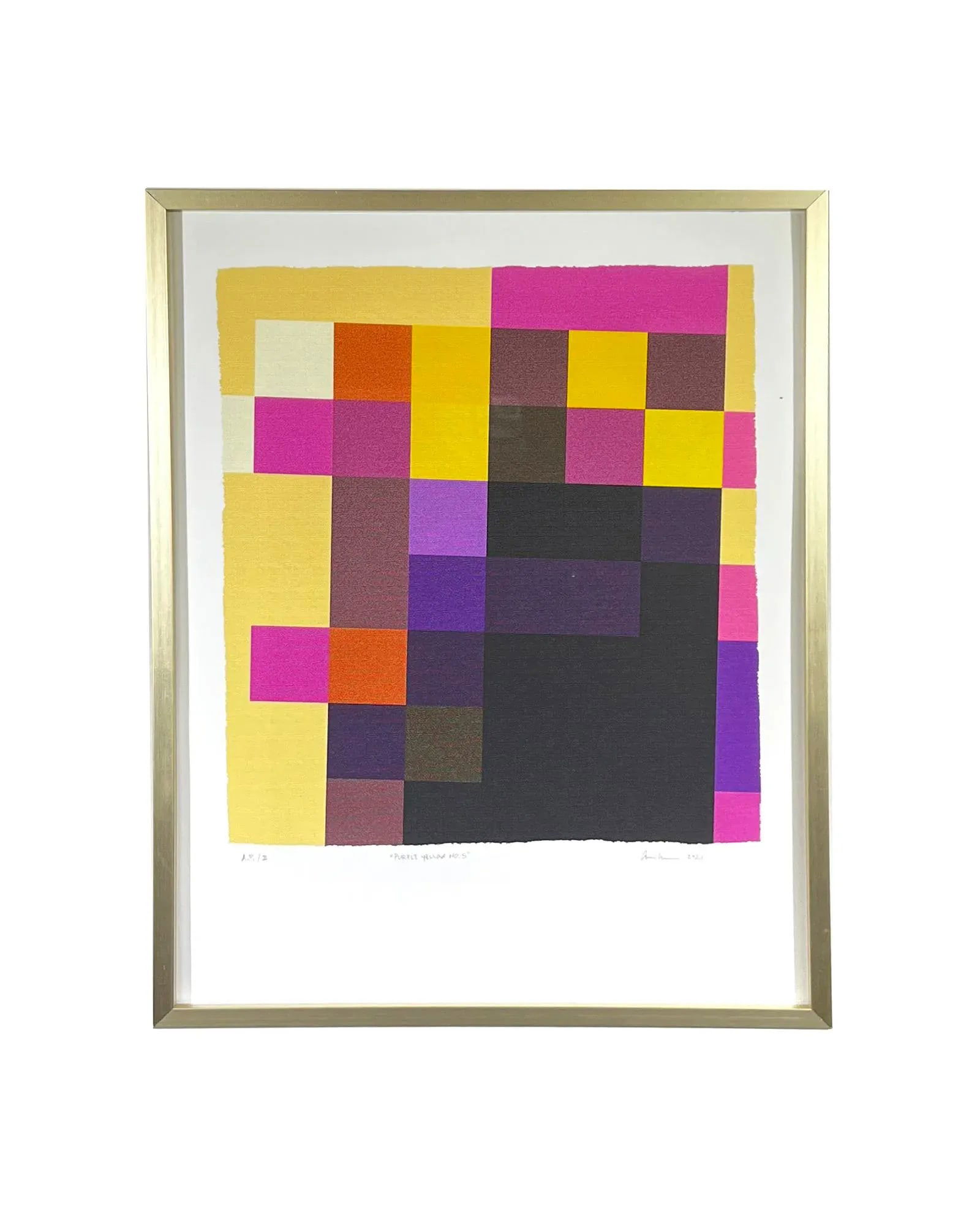 "Purple Yellow No.5" Abstract Geometric Artist Proof Giclee Print - 6