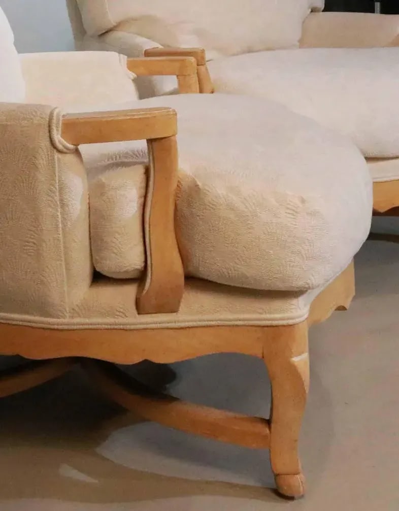 Pair of Late 20th Century Pickled Oak Bergere Chairs - 7