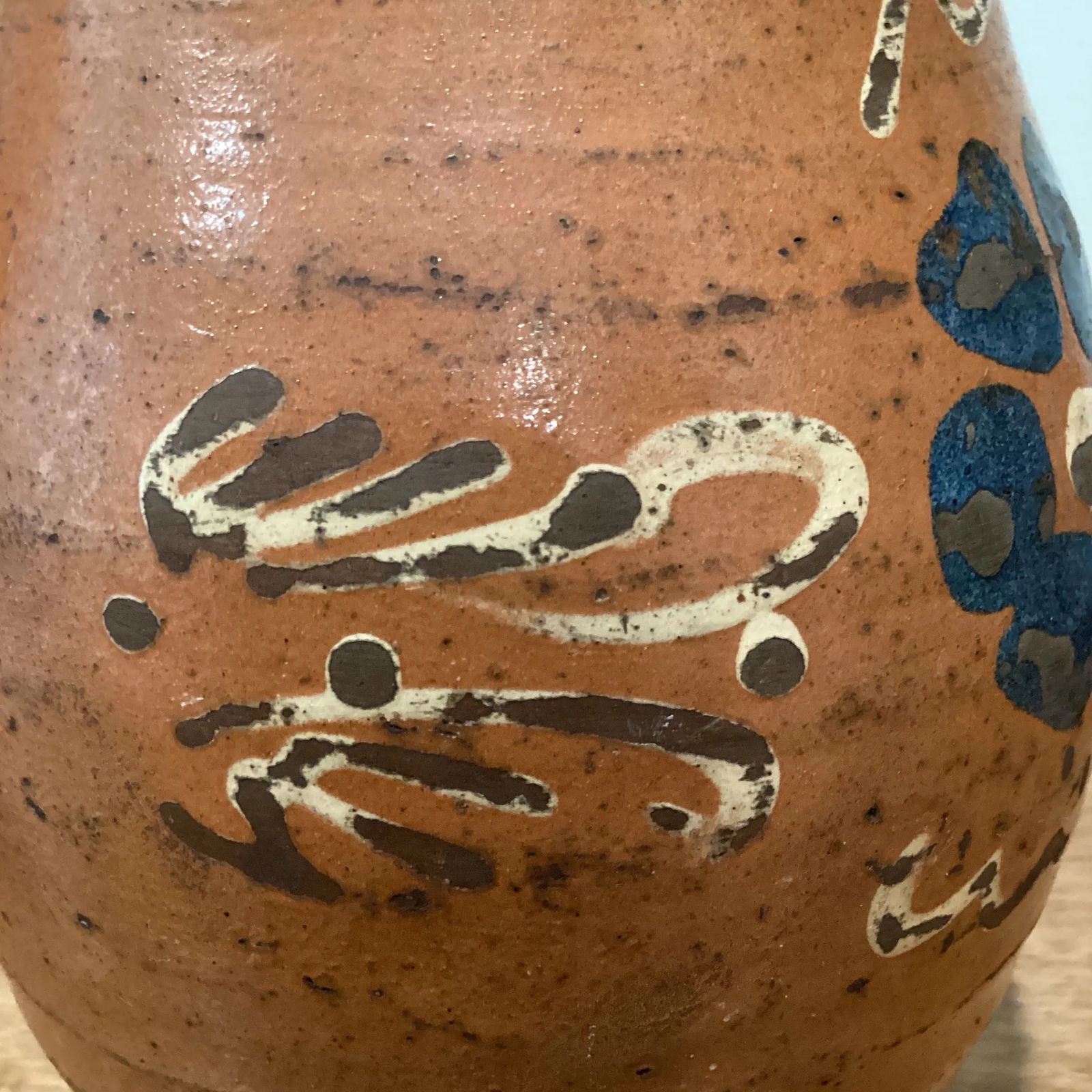 Antique French Terracotta Glazed Floral Decor Pitcher 19th Century - 8