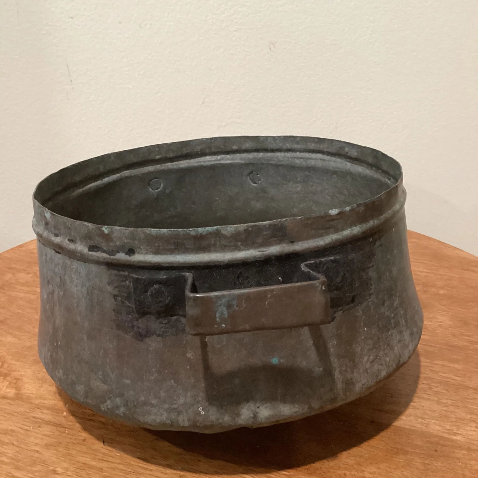Antique Handmade Copper Pot With Handles Circa 1840 - 4