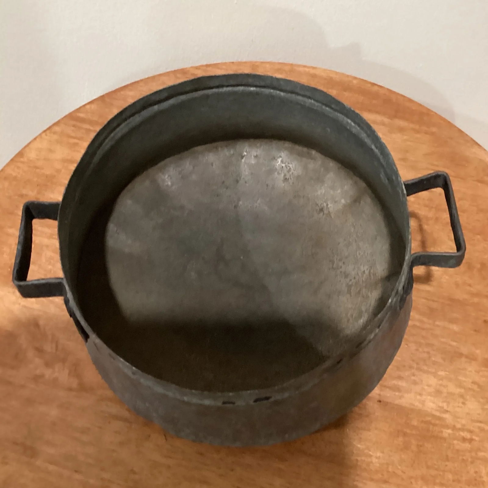 Antique Handmade Copper Pot With Handles Circa 1840 - 5