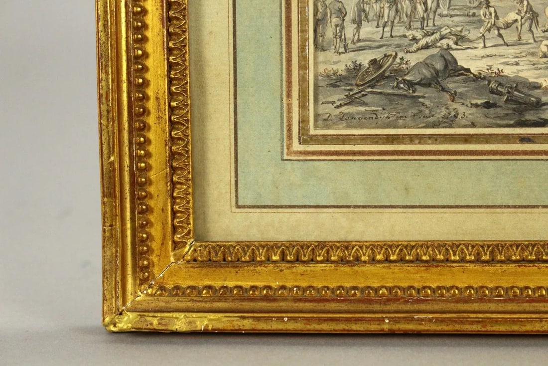 1793 Dirk Langendyk (Dutch, 1748-1805) Watercolor, Ink & Wash Battle Scene - 7