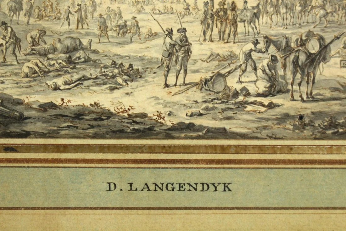 1793 Dirk Langendyk (Dutch, 1748-1805) Watercolor, Ink & Wash Battle Scene - 8