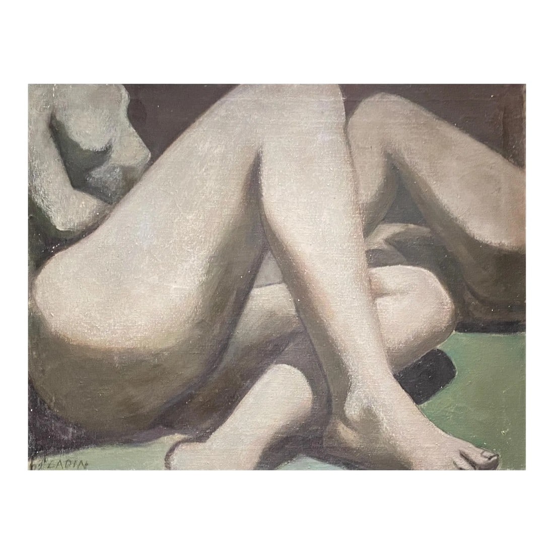 Large Mid-Century Nude Figural Painting, California Artist Signed Ladin: Large impressive painting of nude figures. Oil on canvas, recently framed, signed Ladin (California Bay Area artist). American, mid-20th century. Measurement of the painting without the frame 29.5