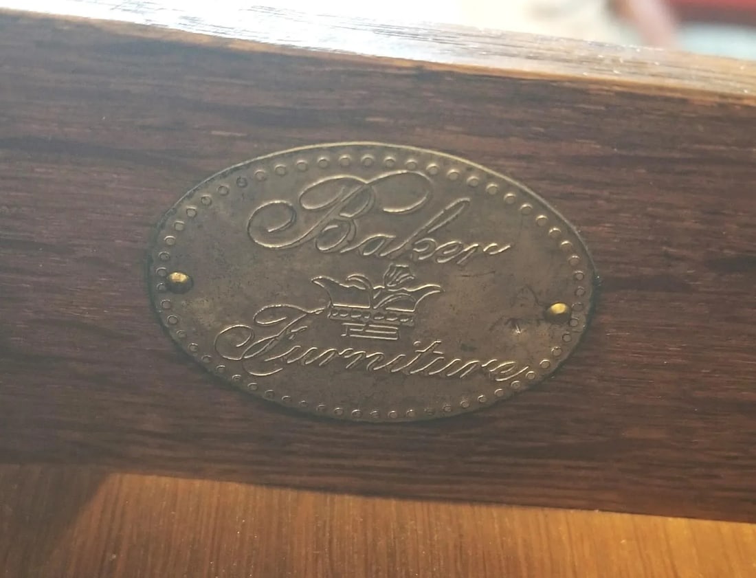 1950s Biedermeier Round Three-Leg Table With Column Details by Baker - 6