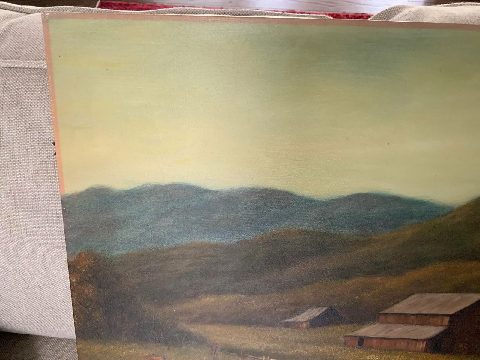 1980s "The Farm" Rustic Landscape Oil Painting on Canvas - 3