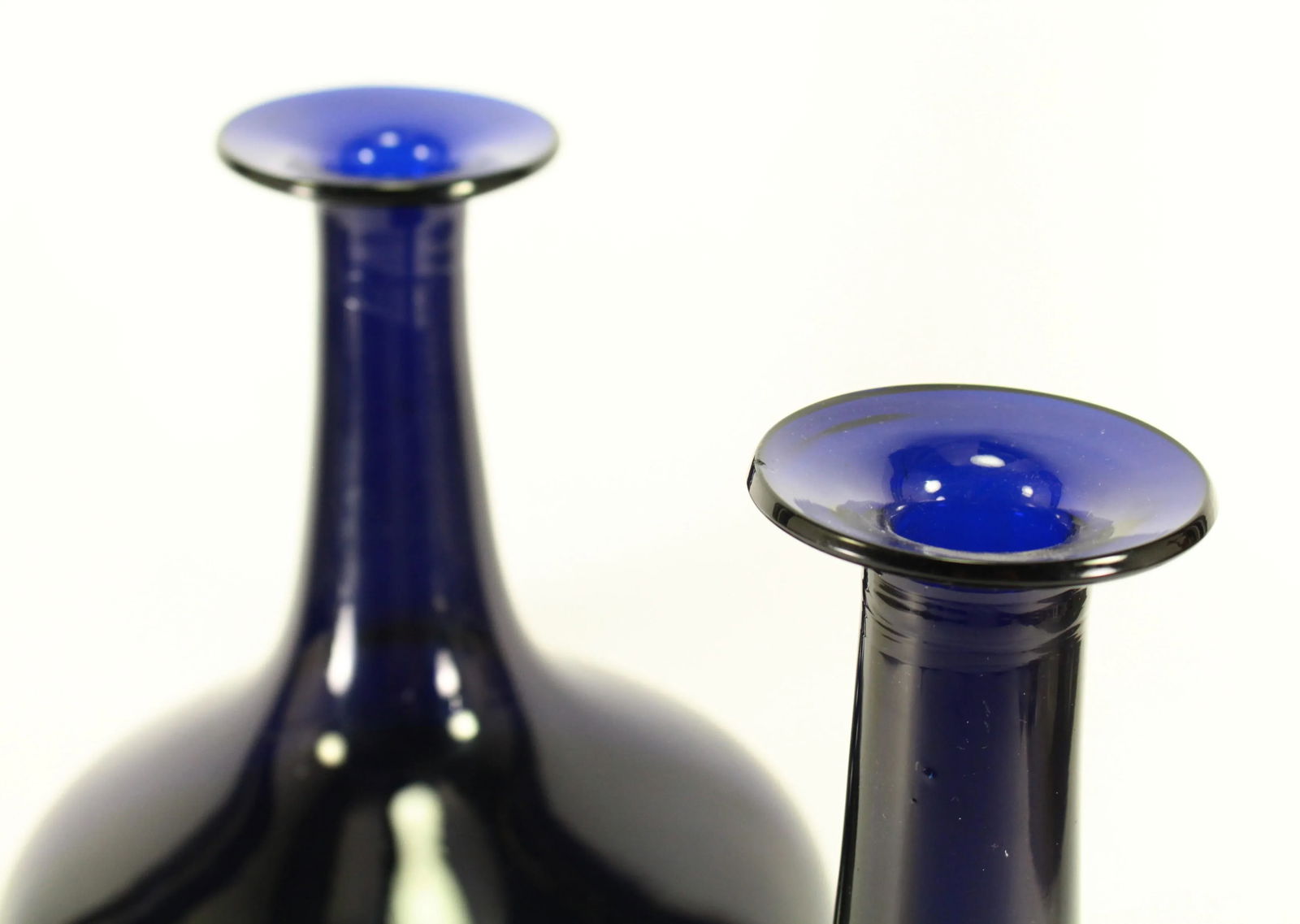 Pair of Early 1800's Bristol Cobalt Blue Hand Blown Glass Mell Decanters, Scottish - 2