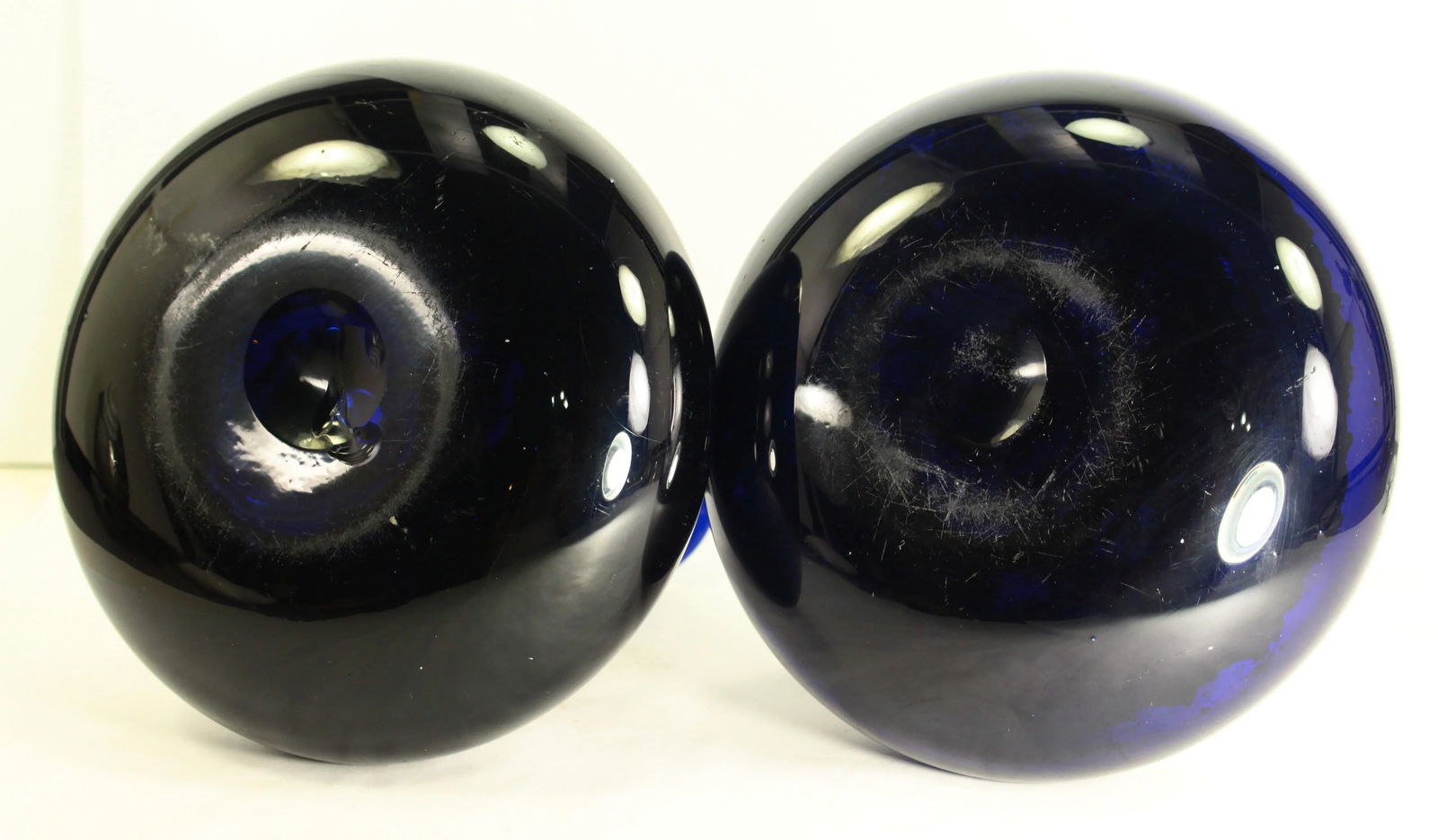 Pair of Early 1800's Bristol Cobalt Blue Hand Blown Glass Mell Decanters, Scottish - 6